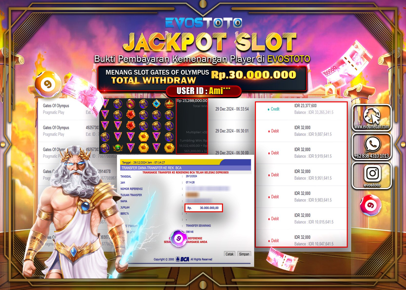 PEMBAYARAN JACKPOT SLOT GATES OF OLYMPUS Rp.30.000.000 DI BAYAR LANGSUNG !