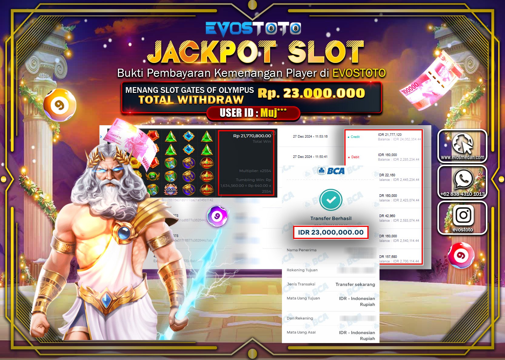 PEMBAYARAN JACKPOT SLOT GATES OF OLYMPUS Rp.23.000.000 DI BAYAR LANGSUNG !