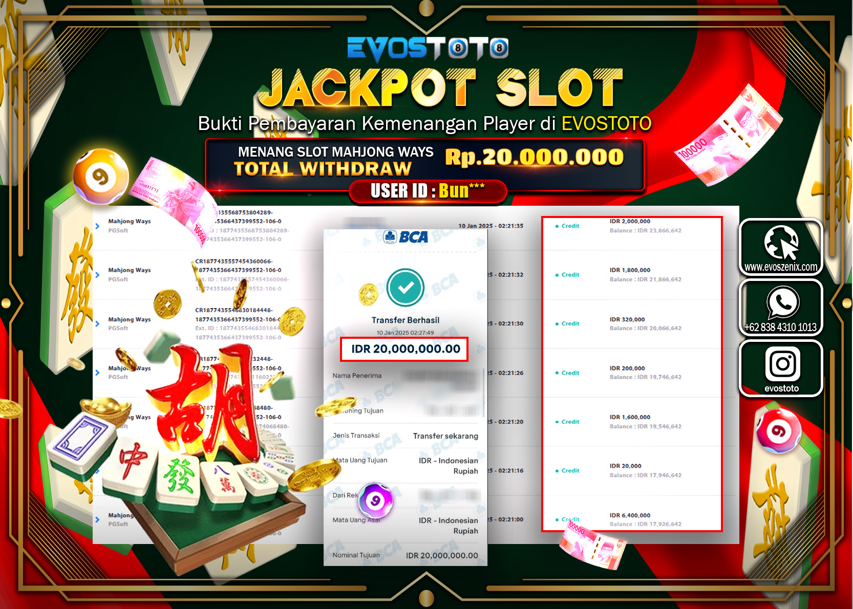 PEMBAYARAN JACKPOT SLOT MAHJONG WAYS Rp.20.000.000 DI BAYAR LANGSUNG !