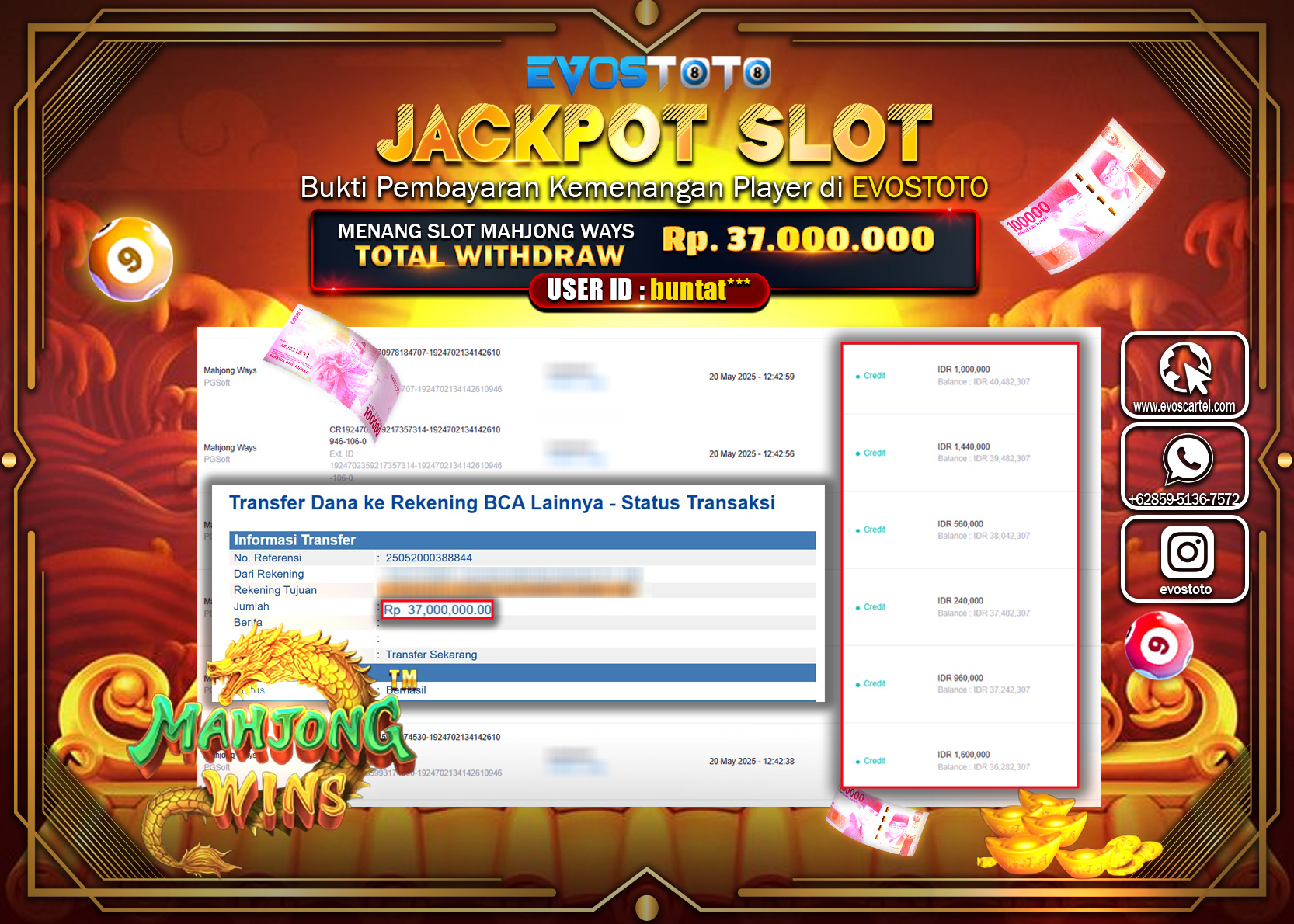 PEMBAYARAN JACKPOT SLOT MAHJONG WAYS Rp37.000.000 DI BAYAR LANGSUNG !