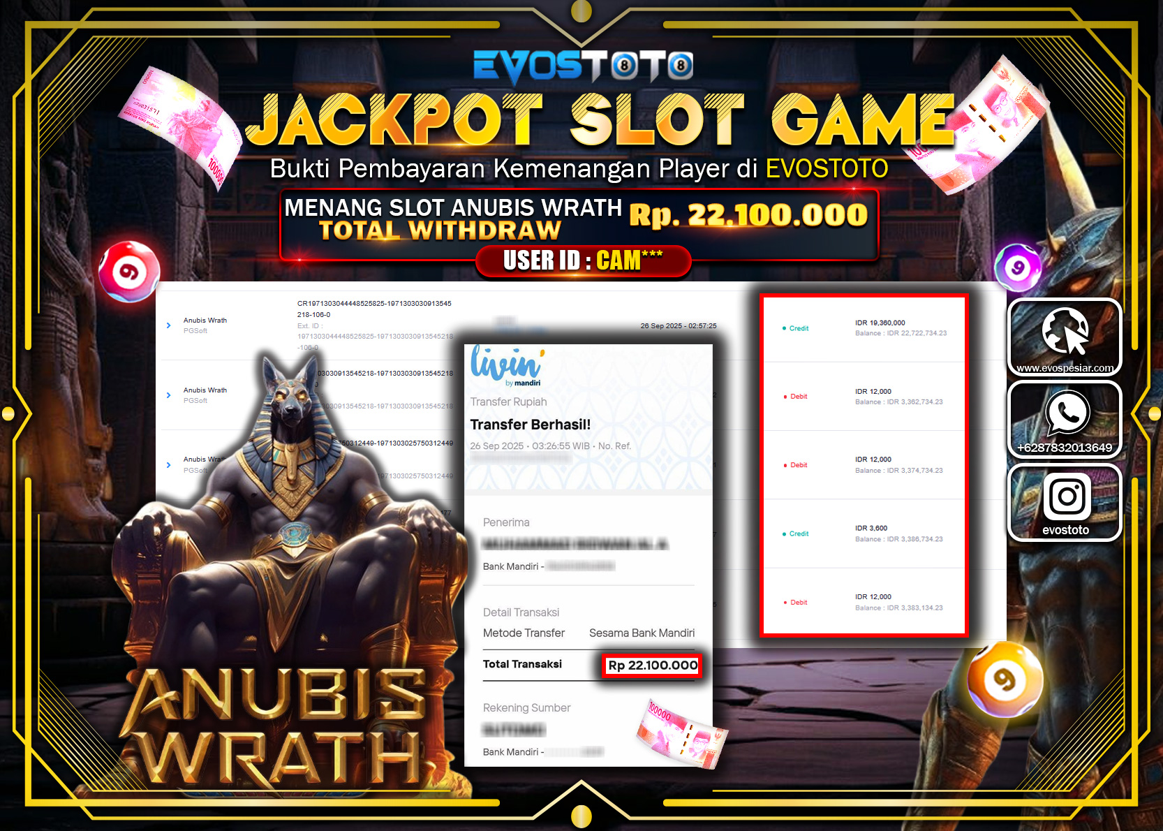 PEMBAYARAN JACKPOT SLOT ANUBIS WRATH Rp22.100.000 DI BAYAR LANGSUNG !