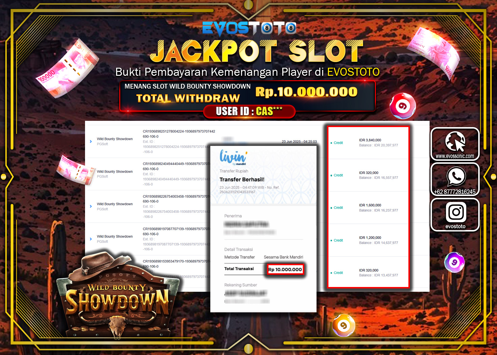 PEMBAYARAN JACKPOT SLOT WILD BOUNTY SHOWDOWN  RP10.000.000 DI BAYAR LANGSUNG !