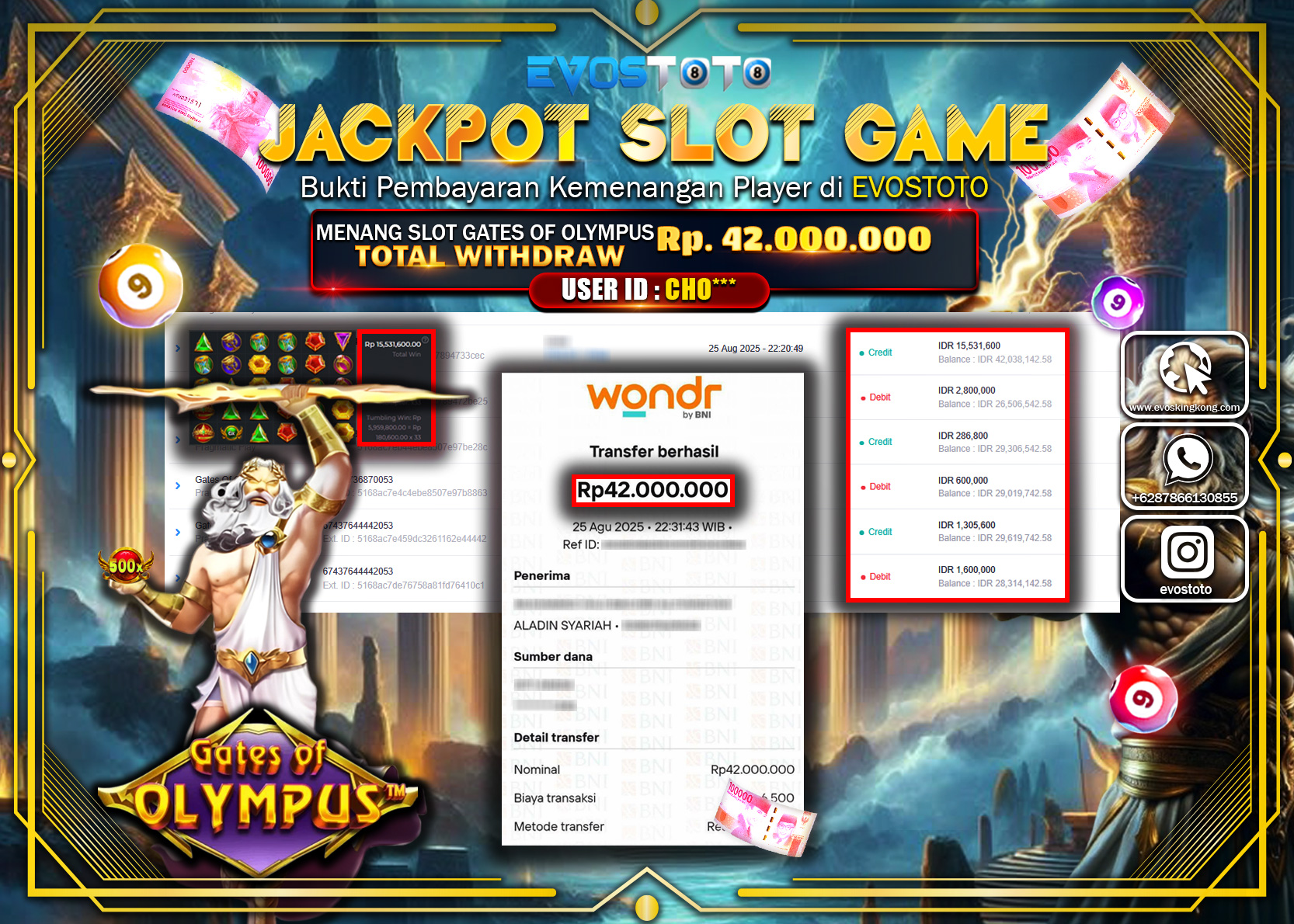 PEMBAYARAN JACKPOT SLOT GATES OF OLYMPUS Rp42.000.000 DI BAYAR LANGSUNG !