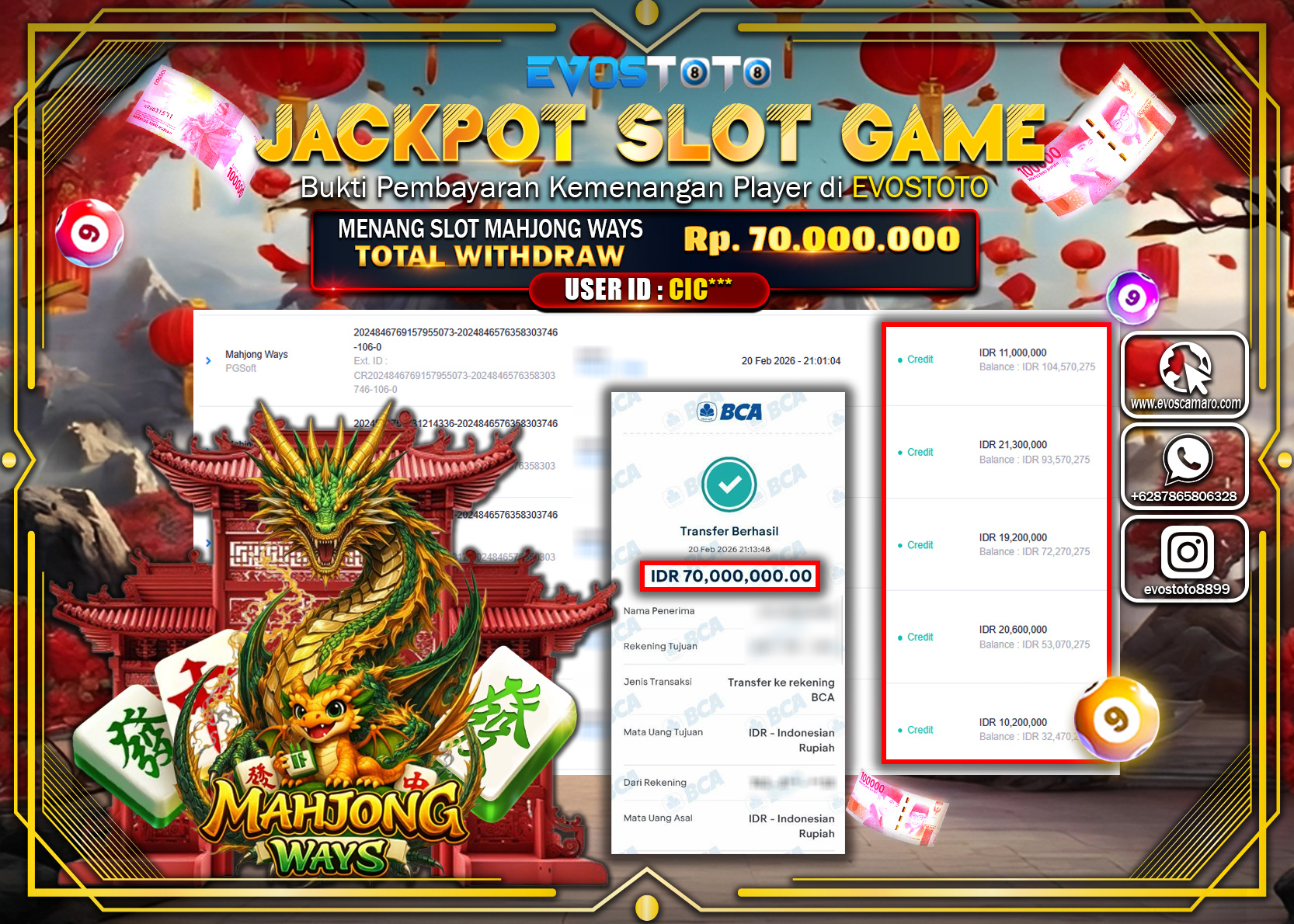 PEMBAYARAN JACKPOT SLOT MAHJONG WAYS Rp.70.000.000 DI BAYAR LANGSUNG !