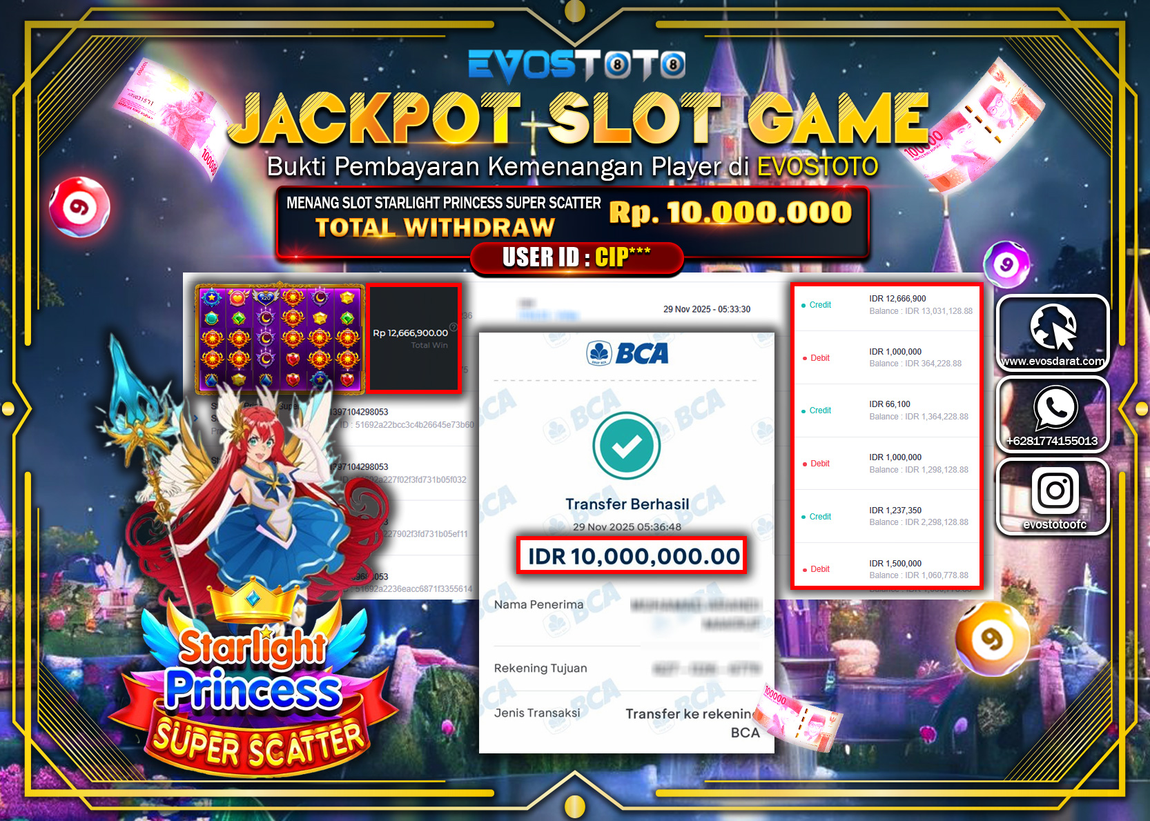 PEMBAYARAN JACKPOT SLOT STARLIGHT PRINCESS SUPER SCATTER Rp.10.000.000 DI BAYAR LANGSUNG !