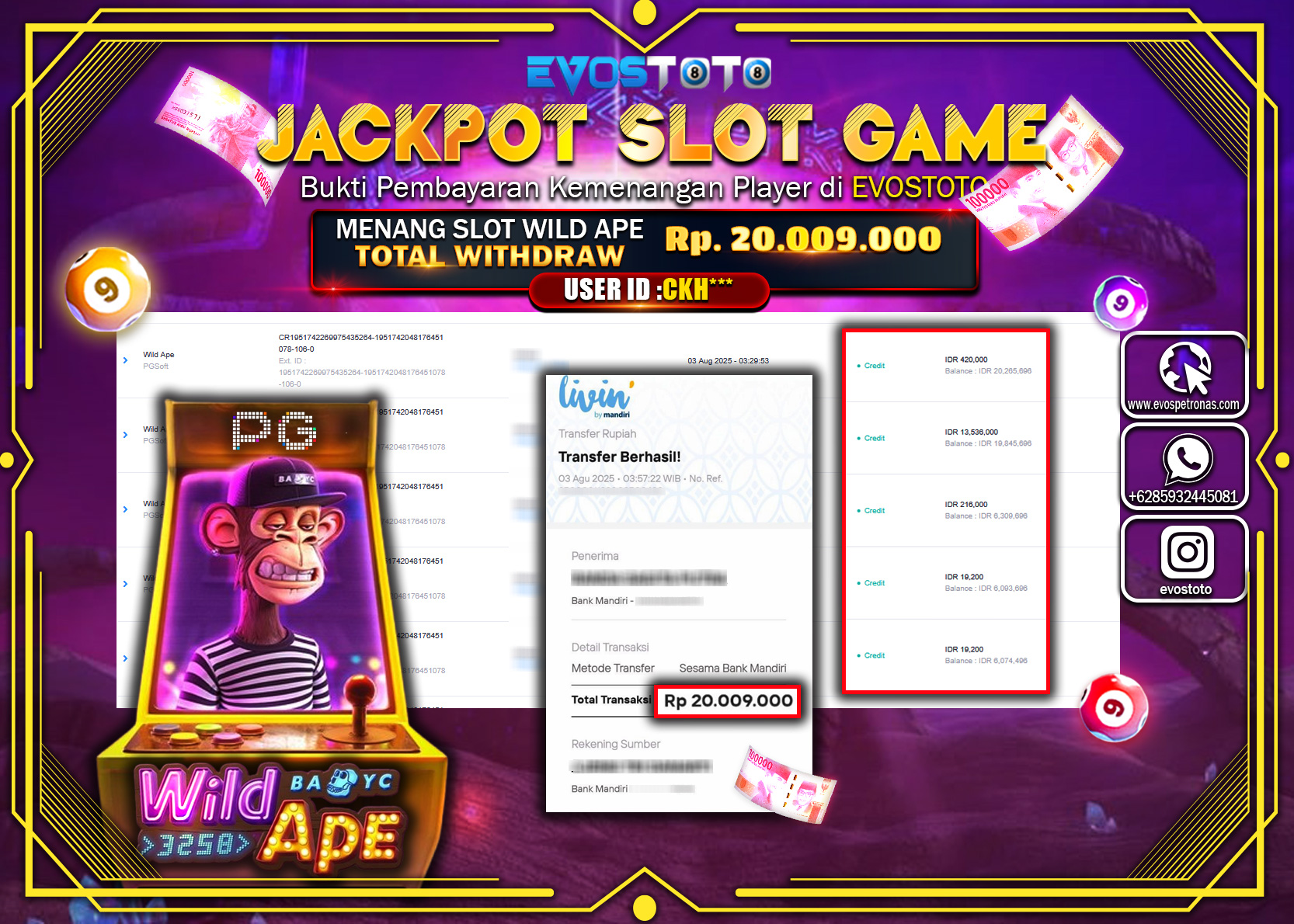 PEMBAYARAN JACKPOT SLOT WOLD APE Rp20.009.000 DI BAYAR LANGSUNG !