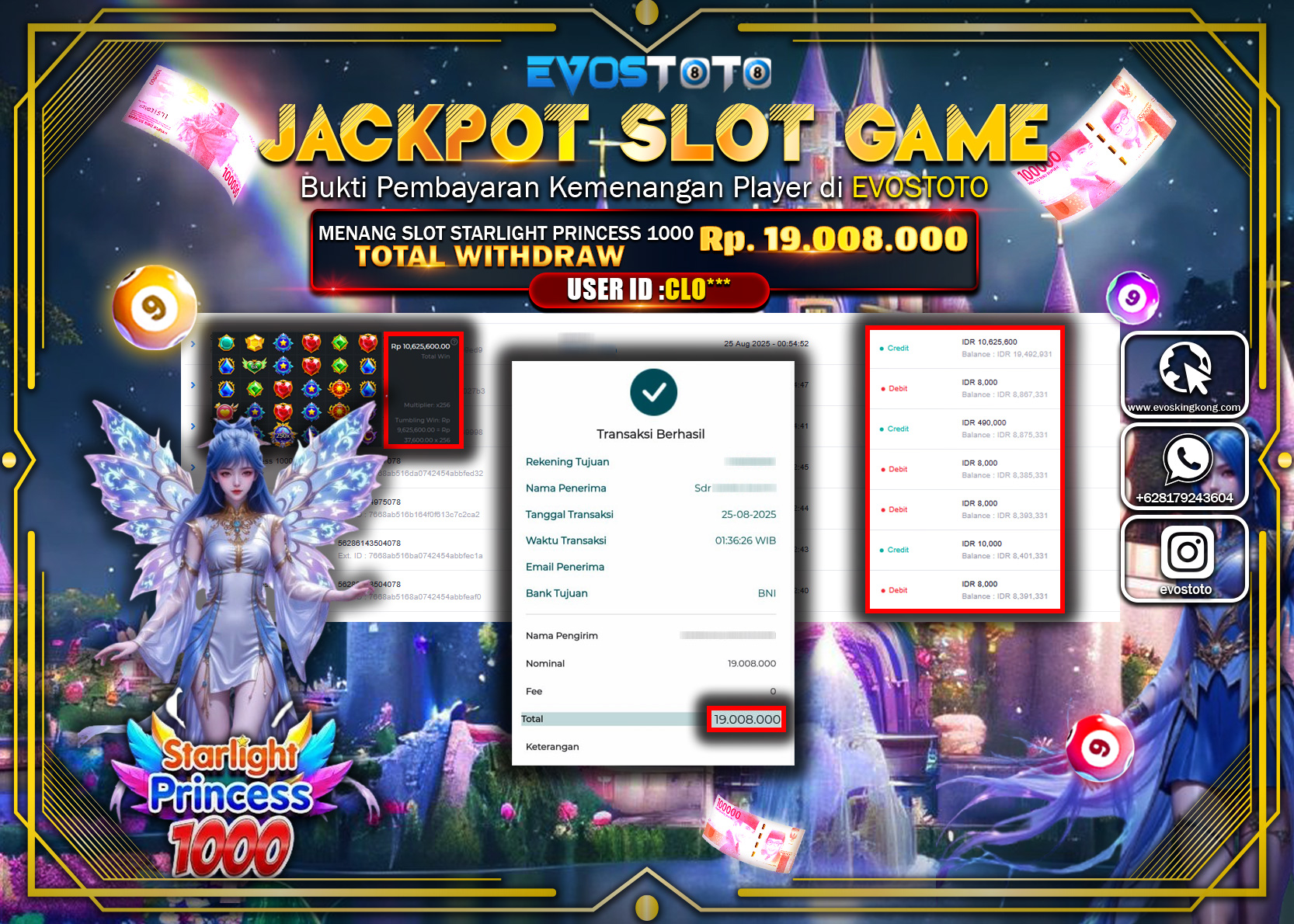 PEMBAYARAN JACKPOT SLOT STARLIGHT PRINCESS 1000 Rp19.008.000 DI BAYAR LANGSUNG !