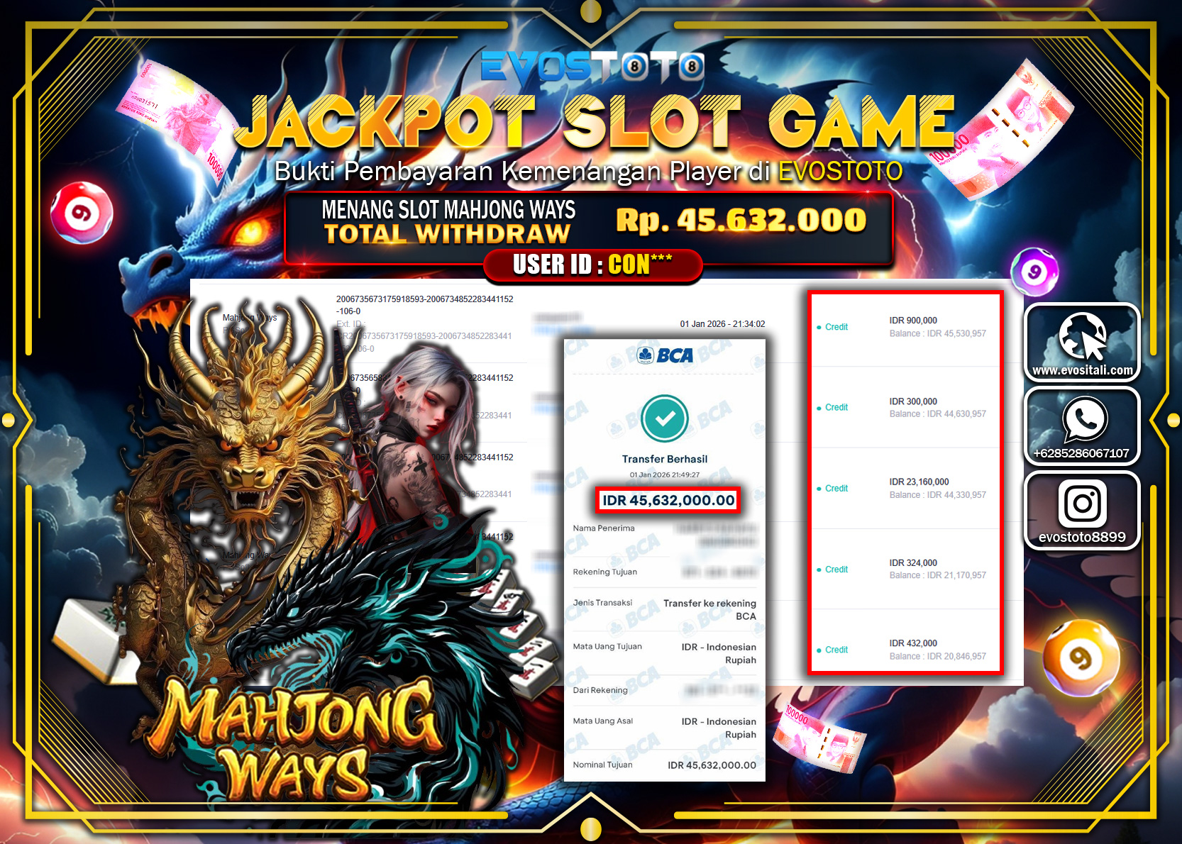 PEMBAYARAN JACKPOT SLOT MAHJONG WAYS Rp.45.632.000 DI BAYAR LANGSUNG !