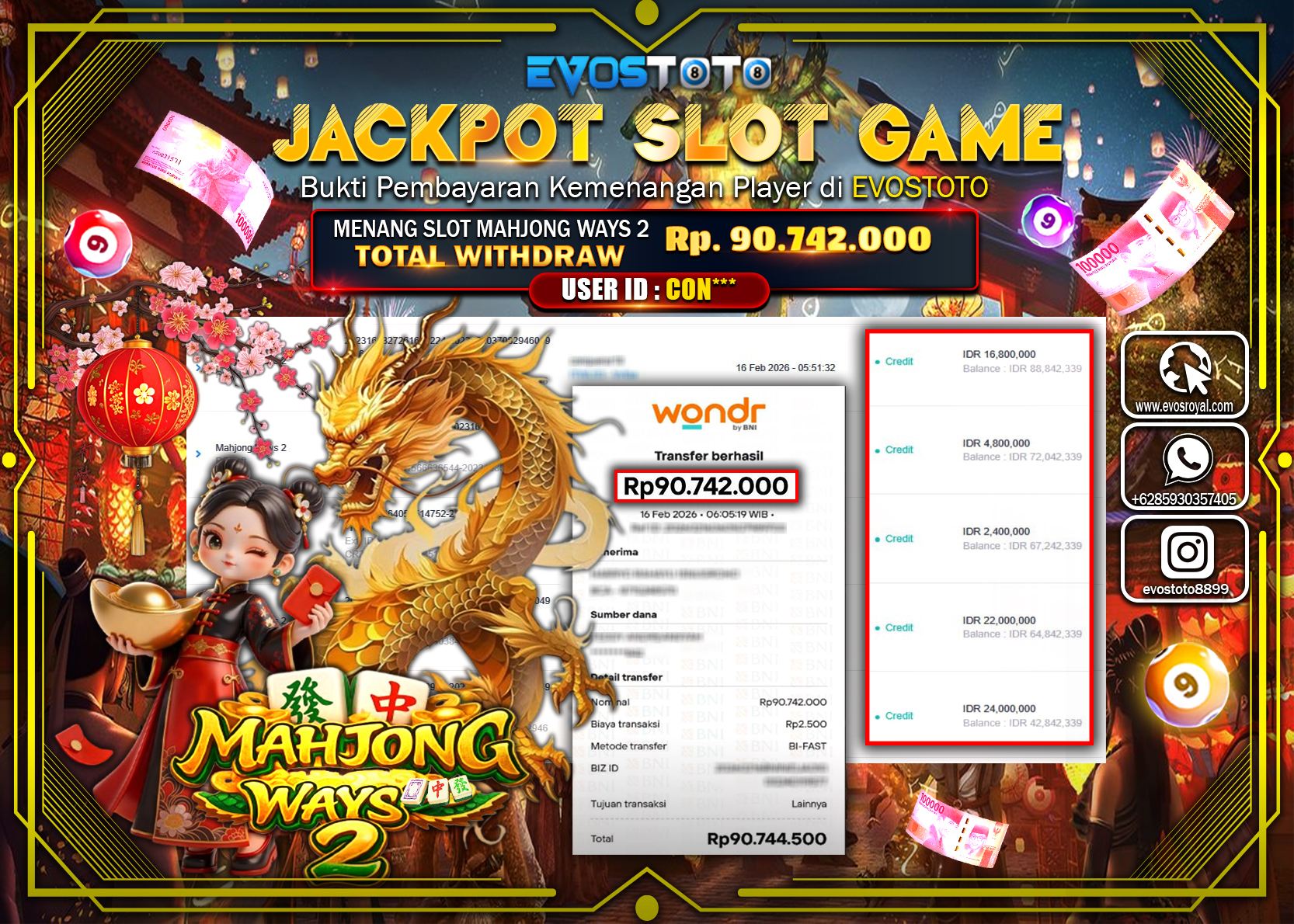 PEMBAYARAN JACKPOT SLOT MAHJONG WAYS 2 Rp.90.742.000 DI BAYAR LANGSUNG !
