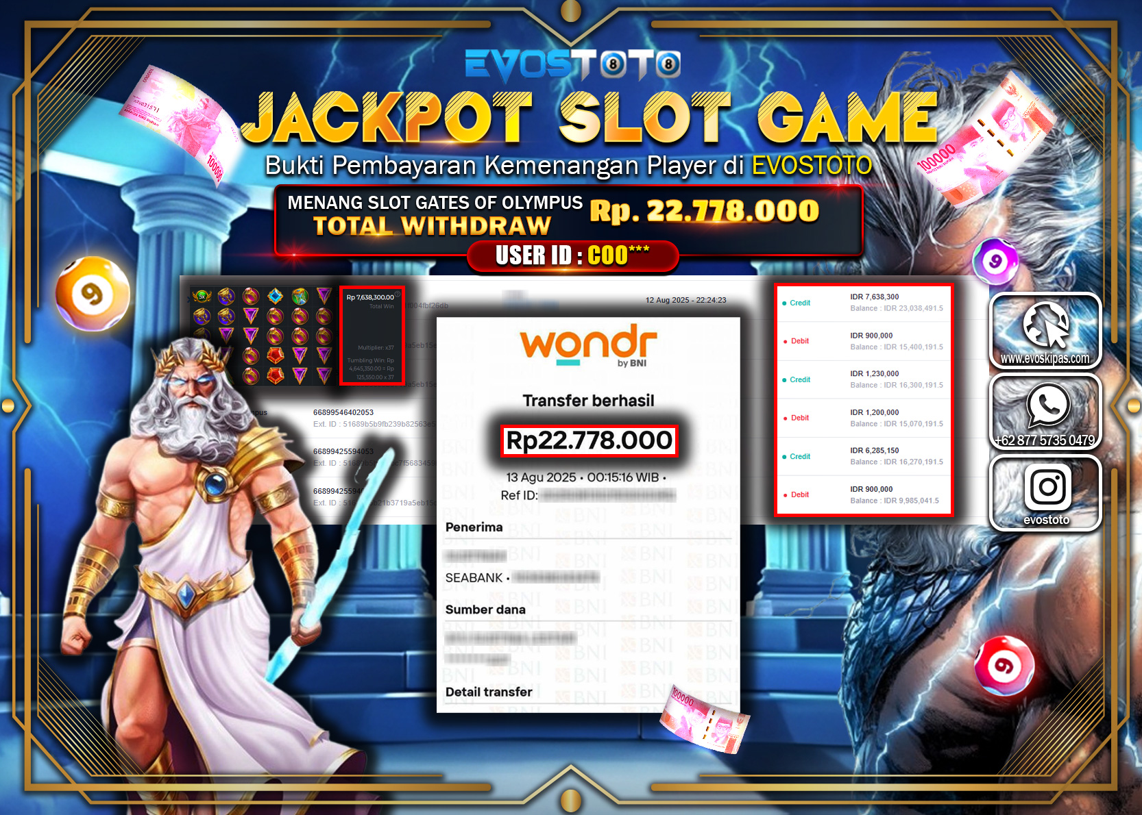 PEMBAYARAN JACKPOT SLOT GATES OF OLYMPUS Rp22.778.000 DI BAYAR LANGSUNG !