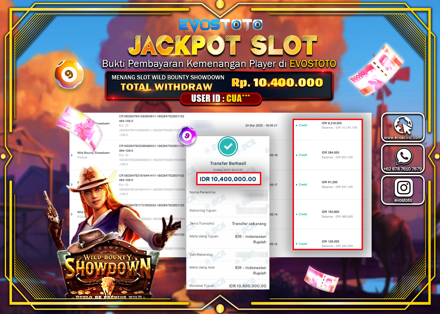 PEMBAYARAN JACKPOT SLOT WILD BOUNTY SHOWDOWN Rp.10.400.000 DI BAYAR LANGSUNG !