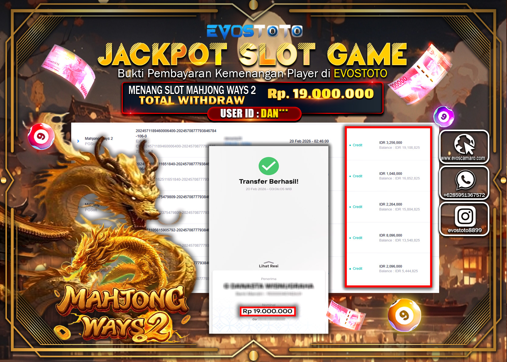 PEMBAYARAN JACKPOT SLOT MAHJONG WAYS 2 Rp.19.000.000 DI BAYAR LANGSUNG !