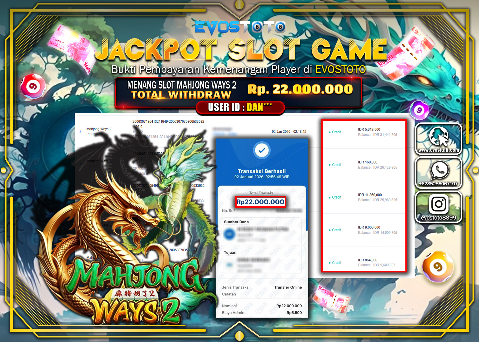 PEMBAYARAN JACKPOT SLOT MAHJONG WAYS 2 Rp.22.000.000 DI BAYAR LANGSUNG !