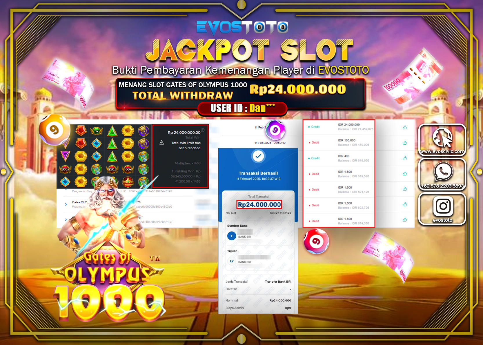 PEMBAYARAN JACKPOT SLOT GATES OF OLYMPUS 1000 Rp.24.000.000 DI BAYAR LANGSUNG !