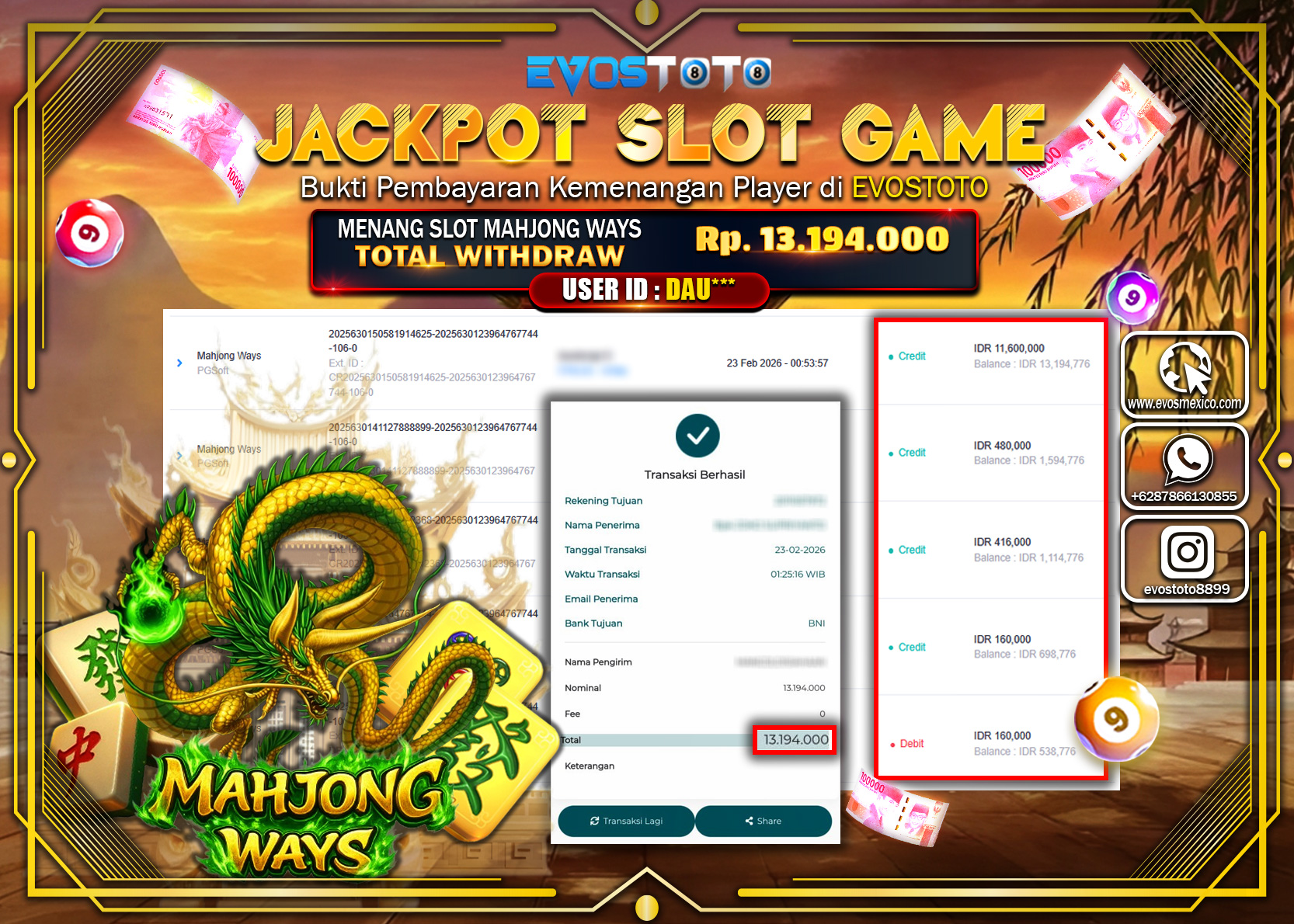 PEMBAYARAN JACKPOT SLOT MAHJONG WAYS Rp.13.194.000 DI BAYAR LANGSUNG !