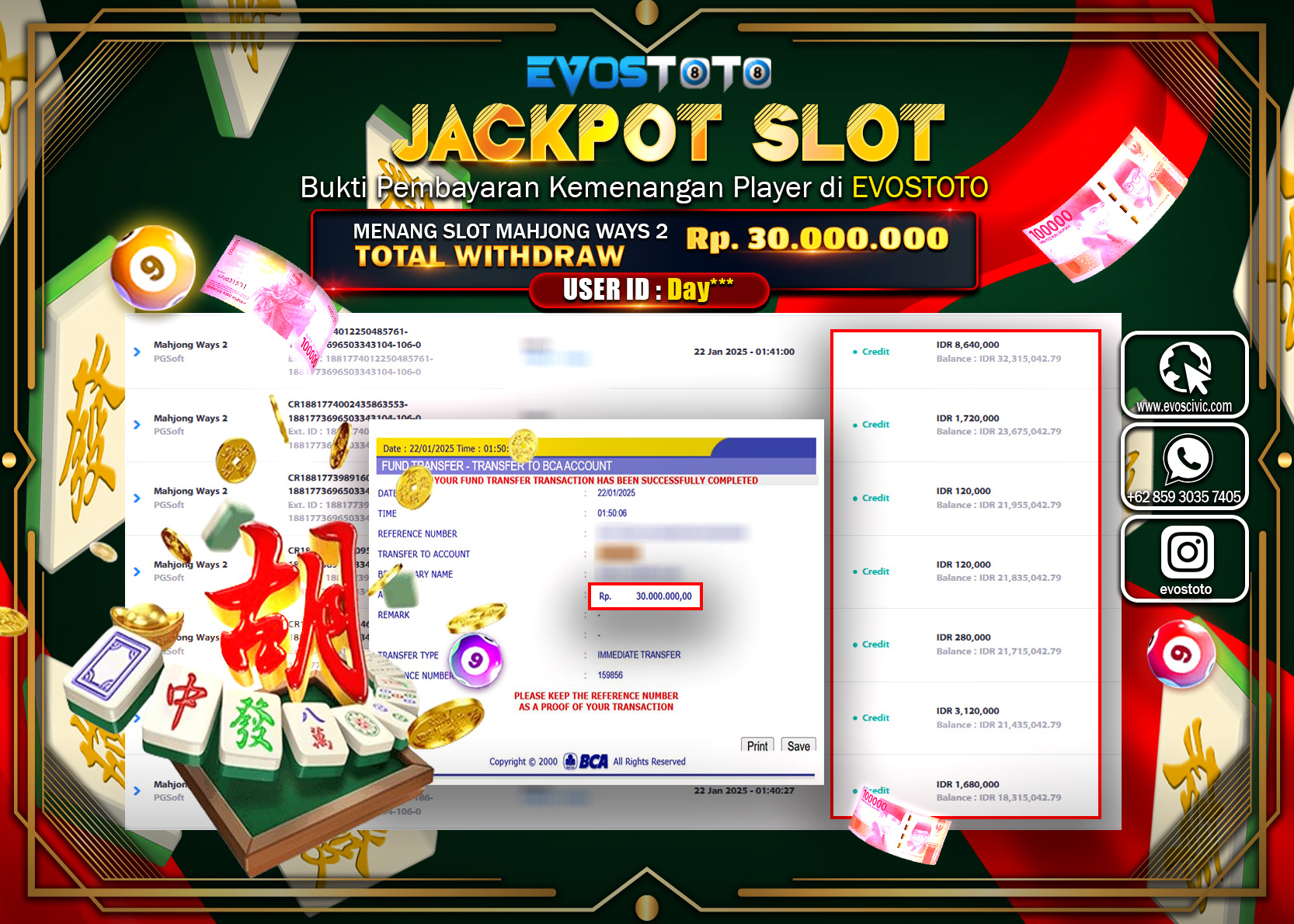 PEMBAYARAN JACKPOT SLOT MAHJONG WAYS 2 Rp.30.000.000 DI BAYAR LANGSUNG !