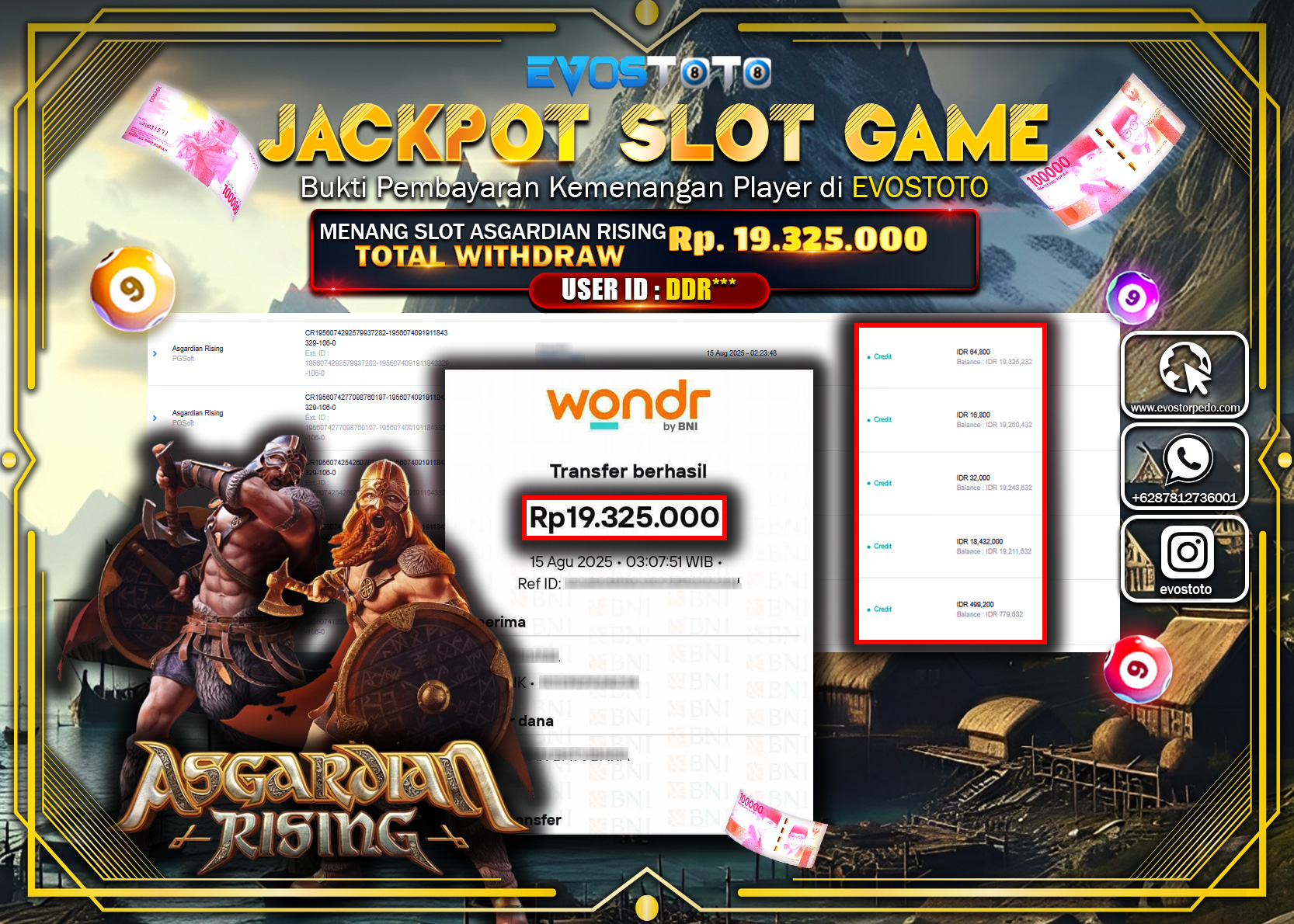 PEMBAYARAN JACKPOT SLOT ASGARDIAN RISING Rp19.325.000 DI BAYAR LANGSUNG !