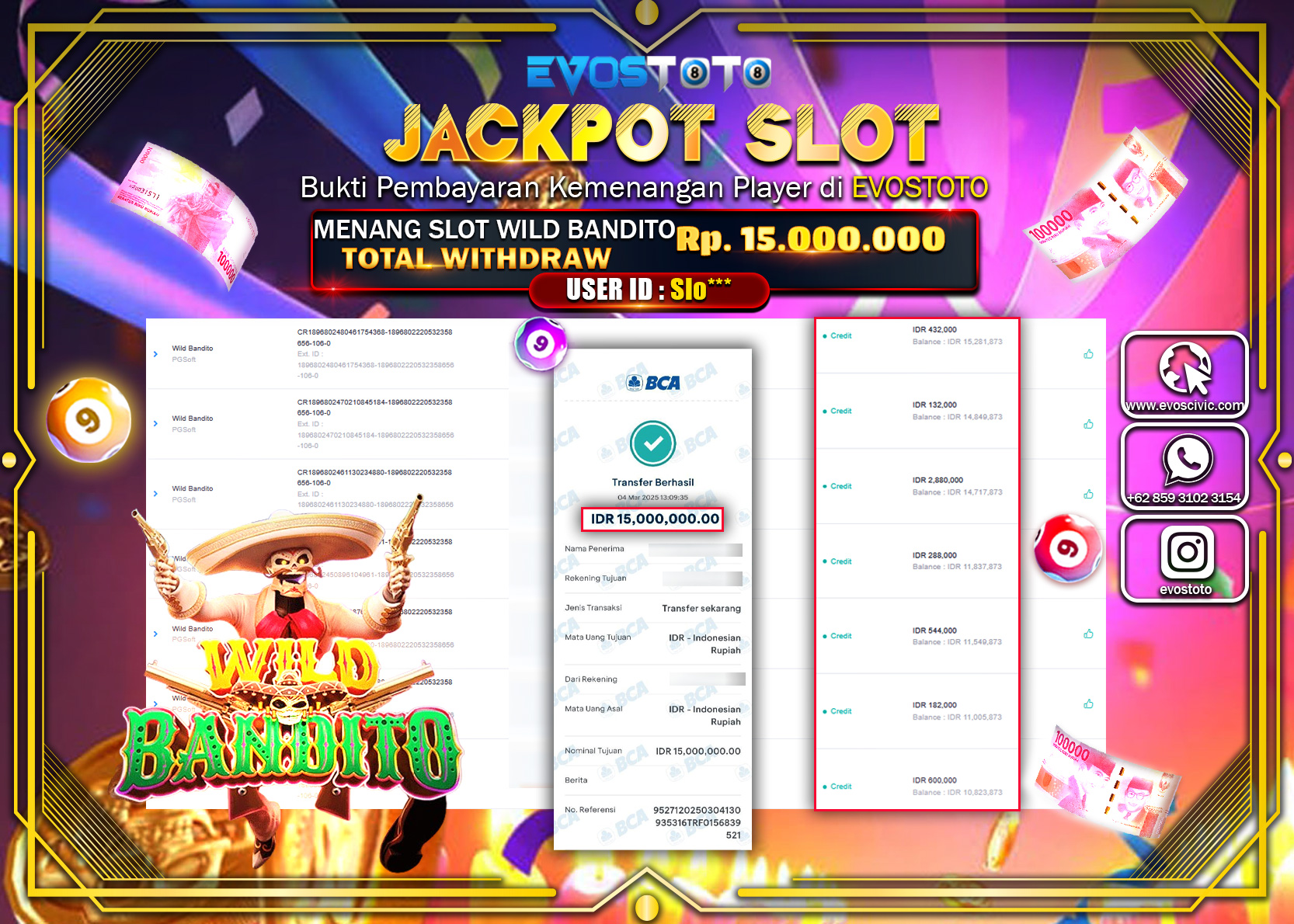 PEMBAYARAN JACKPOT SLOT WILD BANDITO Rp.15.000.000 DI BAYAR LANGSUNG !