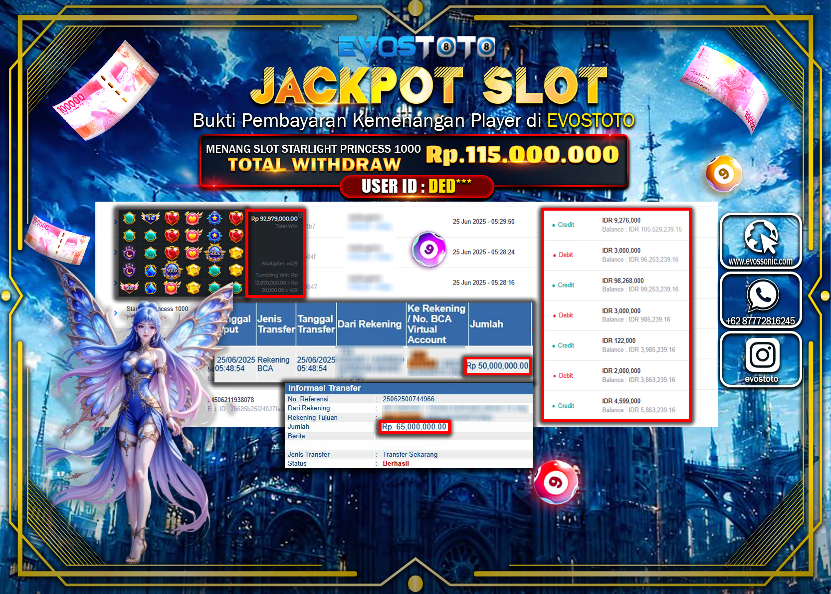 PEMBAYARAN JACKPOT SLOT STARLIGHT PRINCESS 1000 115.000.000 DI BAYAR LANGSUNG !