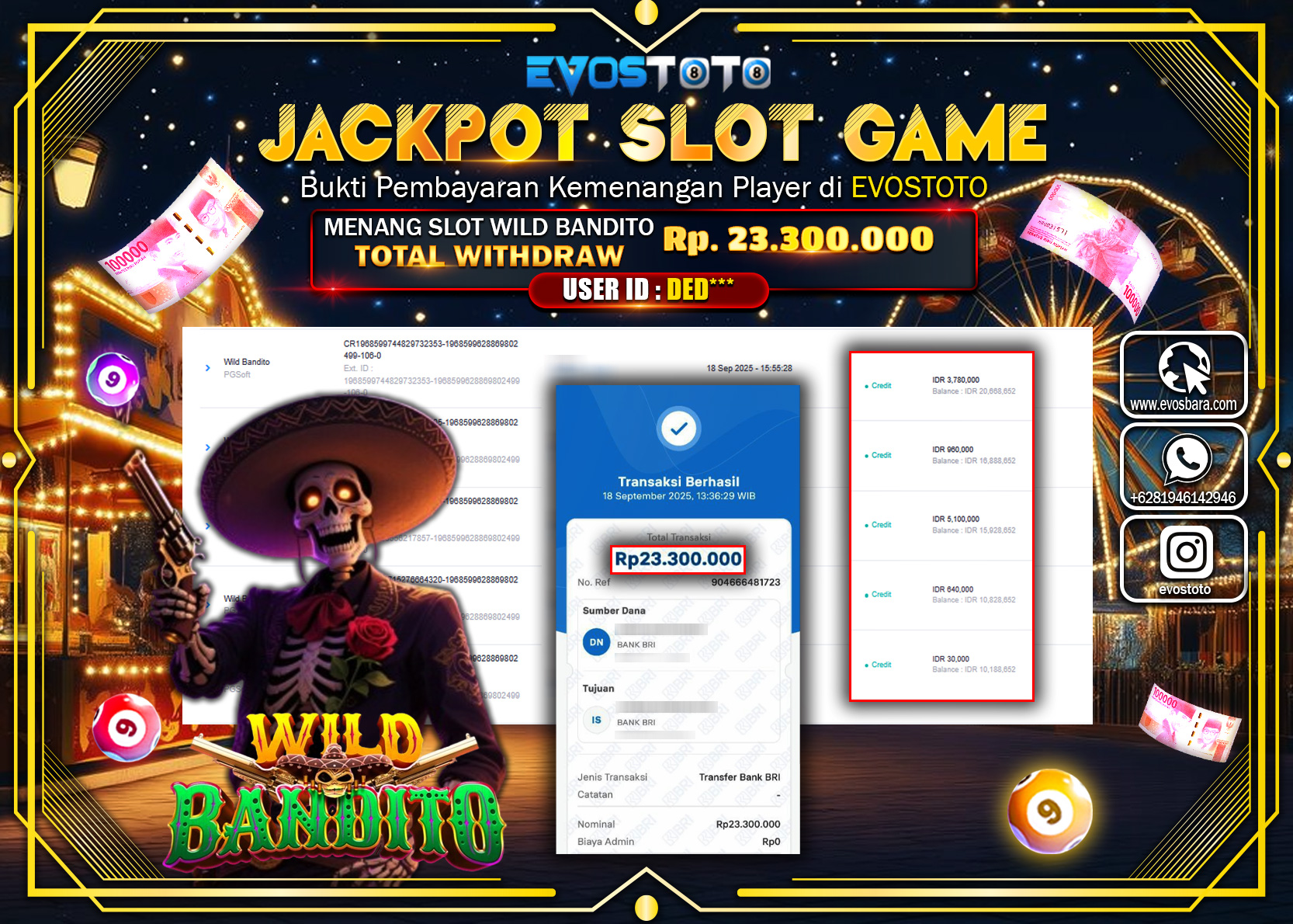PEMBAYARAN JACKPOT SLOT WILD BANDITO  Rp23.300.000 DI BAYAR LANGSUNG !
