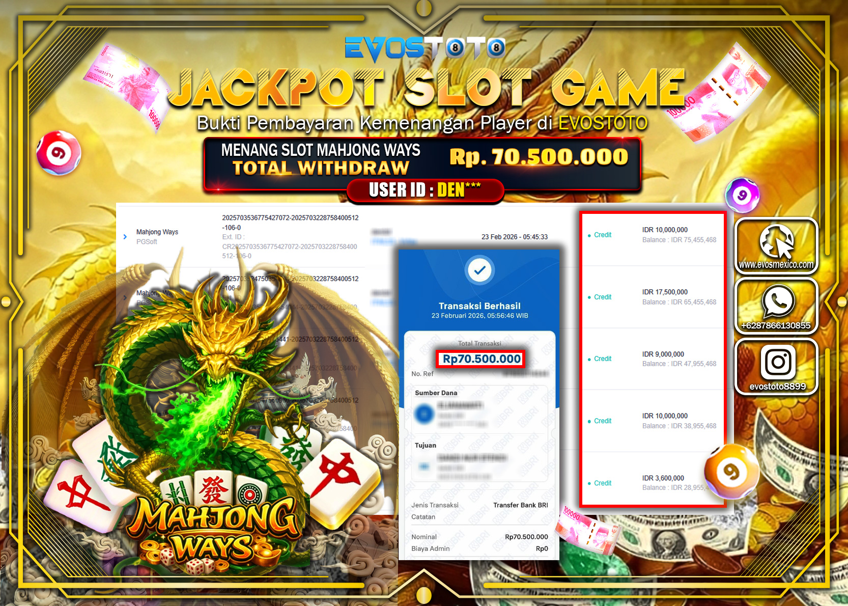 PEMBAYARAN JACKPOT SLOT MAHJONG WAYS Rp.70.500.000 DI BAYAR LANGSUNG !