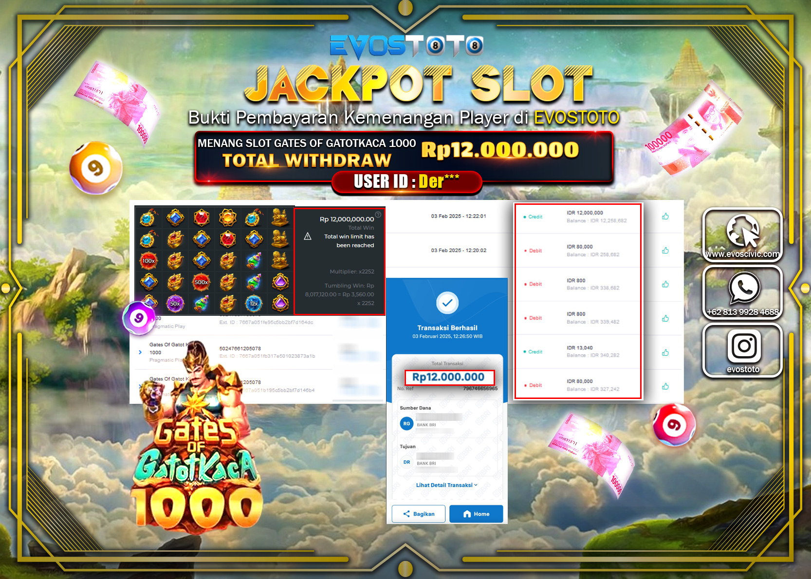 PEMBAYARAN JACKPOT SLOT GATES OF GATOTKACA 1000 Rp.12.000.000 DI BAYAR LANGSUNG !