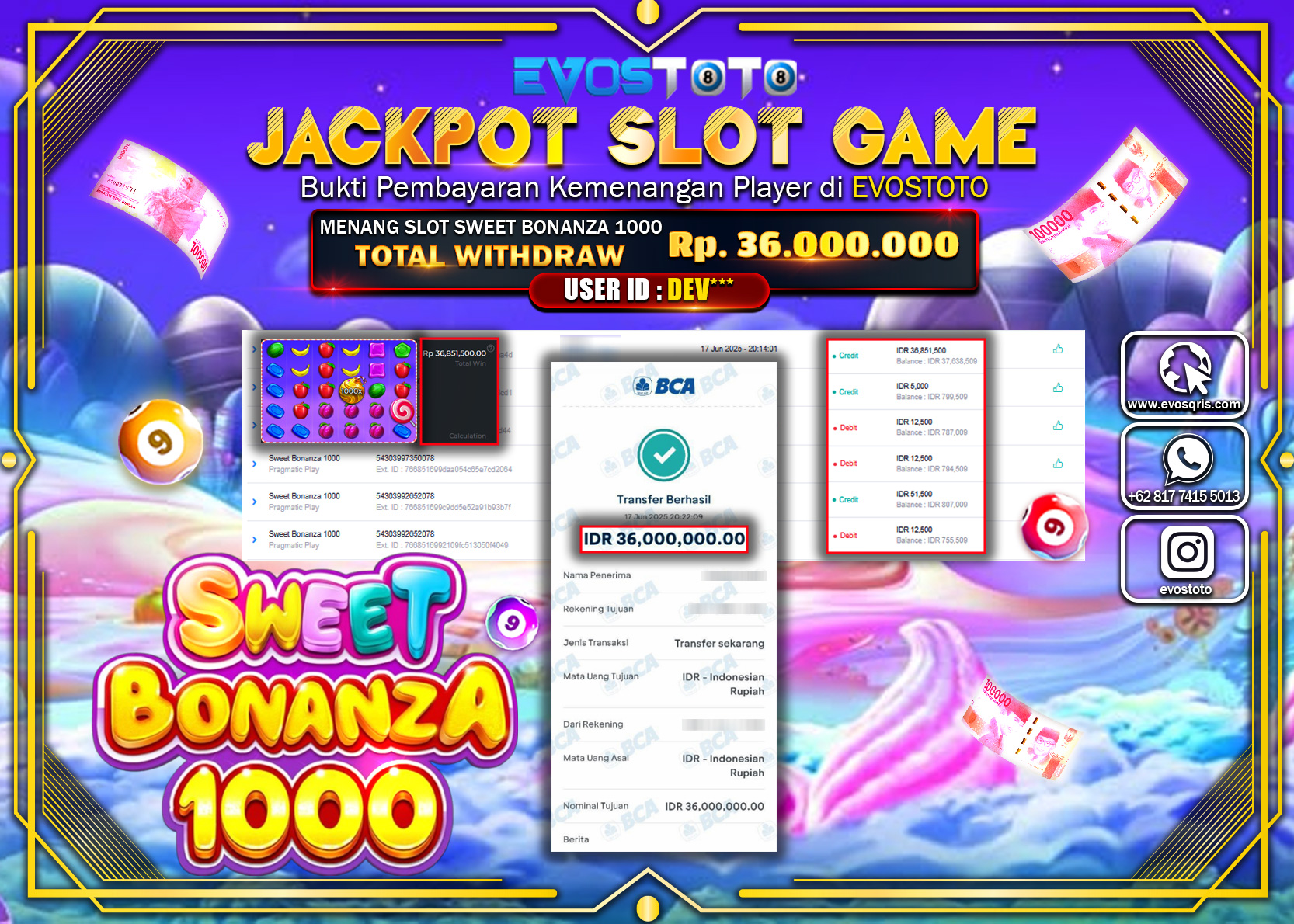 PEMBAYARAN JACKPOT SLOT SWEET BONANZA 1000 RP36.000.000 DI BAYAR LANGSUNG !