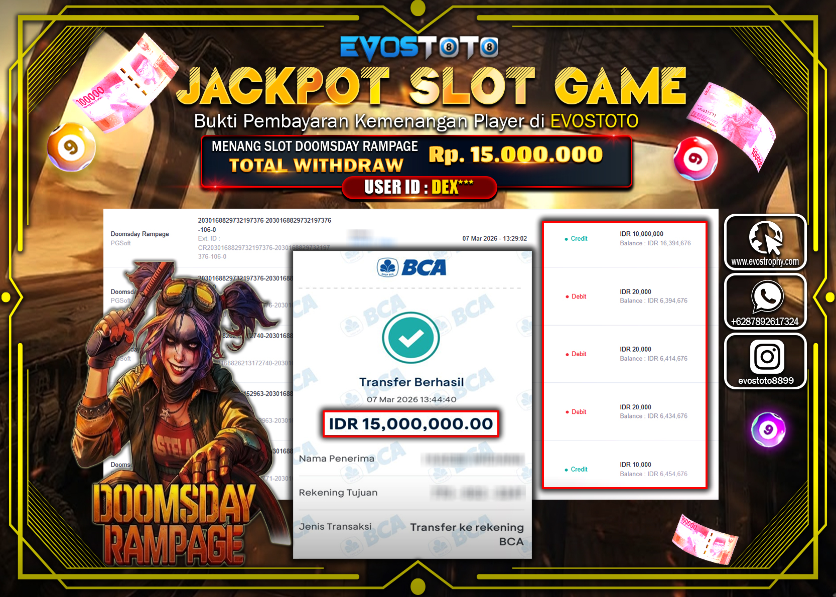 PEMBAYARAN JACKPOT SLOT DOOMSDAY RAMPAGE Rp.15.000.000 DI BAYAR LANGSUNG !