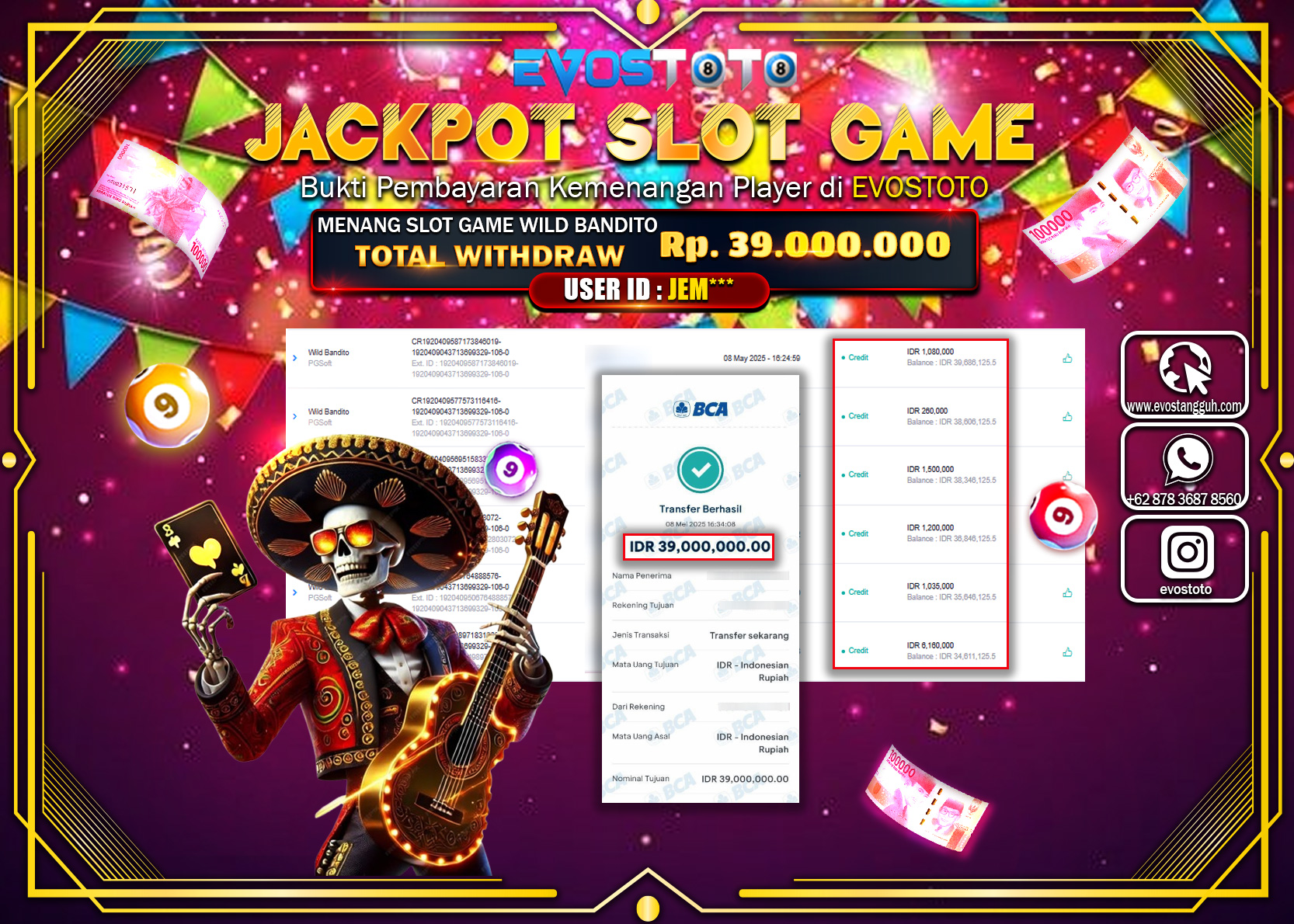 PEMBAYARAN JACKPOT SLOT GAME WILD BANDITO Rp.39.000.000 DI BAYAR LANGSUNG !