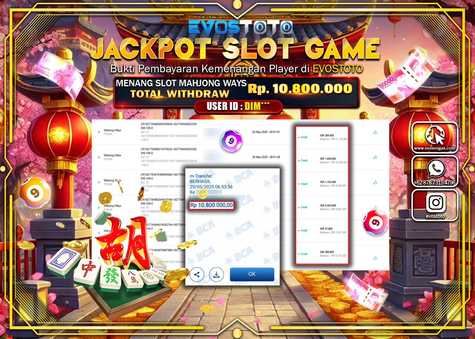 PEMBAYARAN JACKPOT SLOT MAHJONG WAYS Rp10.800.000 DI BAYAR LANGSUNG !