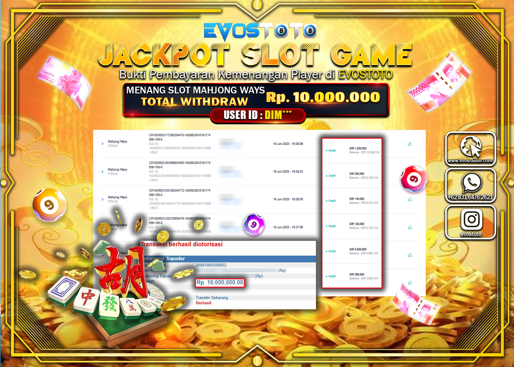 PEMBAYARAN JACKPOT SLOT MAHJONG WAYS RP10.000.000 DI BAYAR LANGSUNG !