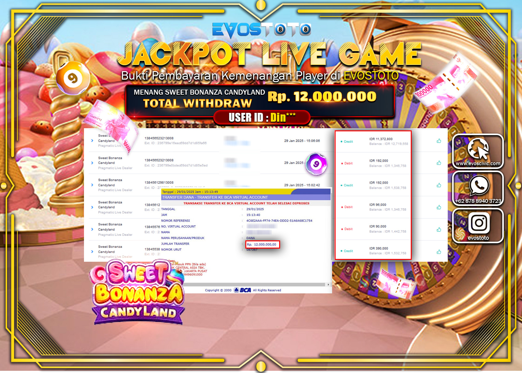 PEMBAYARAN JACKPOT LIVE GAME SWEET BONANZA CANDYLAND Rp.30.000.000 DI BAYAR LANGSUNG !