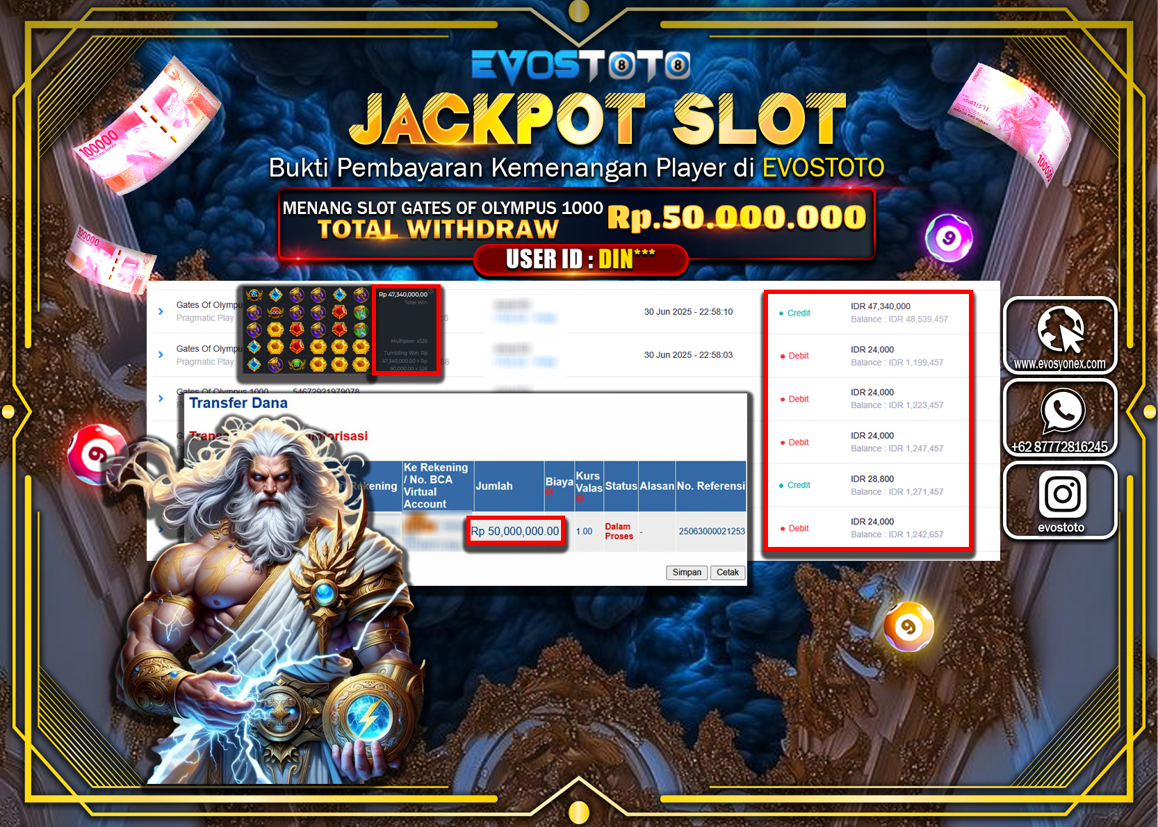 PEMBAYARAN JACKPOT SLOT GATES OF OLYMPUS 1000 RP50.000.000 DI BAYAR LANGSUNG !