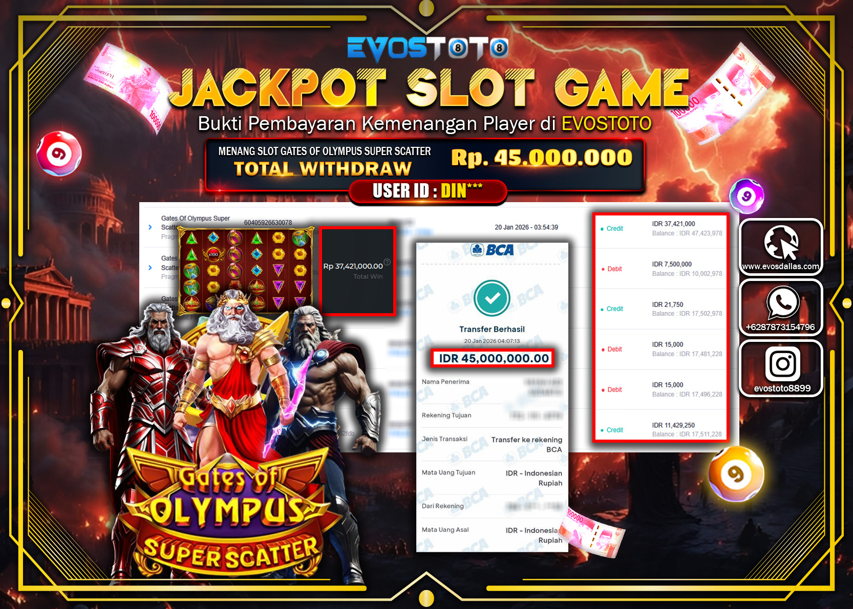 PEMBAYARAN JACKPOT SLOT GATES OF OLYMPUS SUPER SCATTER  Rp.45.000.000 DI BAYAR LANGSUNG !
