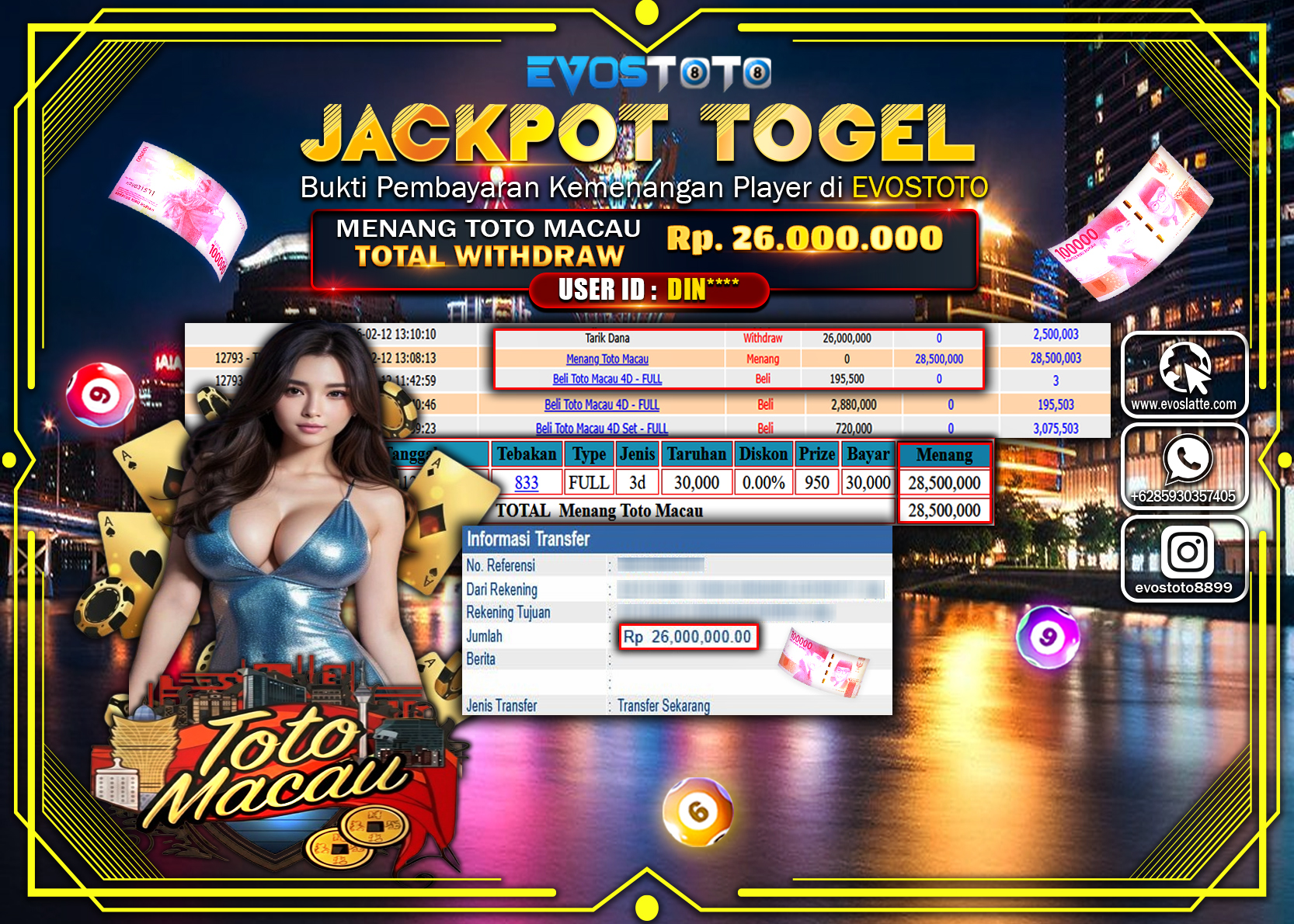 PEMBAYARAN JACKPOT TOGEL TOTO MACAU Rp.26.000.000 DI BAYAR LANGSUNG !