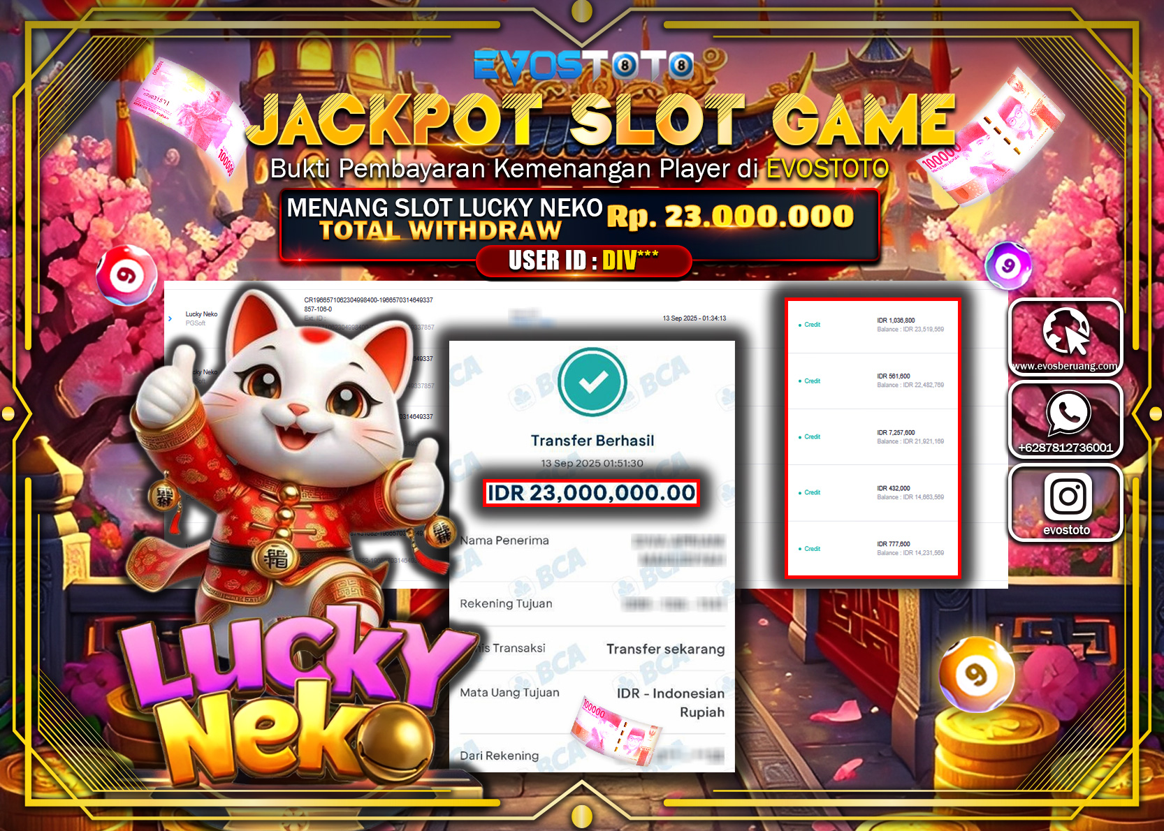 PEMBAYARAN JACKPOT SLOT LUCKY NEKO Rp23.000.000 DI BAYAR LANGSUNG !