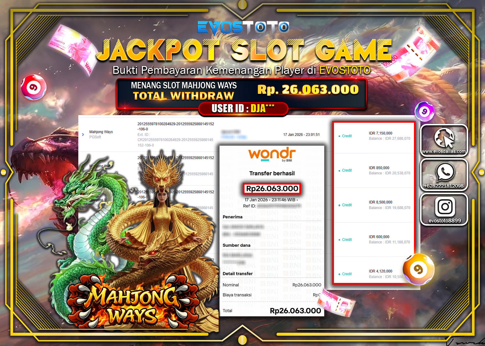 PEMBAYARAN JACKPOT SLOT MAHJONG WAYS Rp.26.063.000 DI BAYAR LANGSUNG !