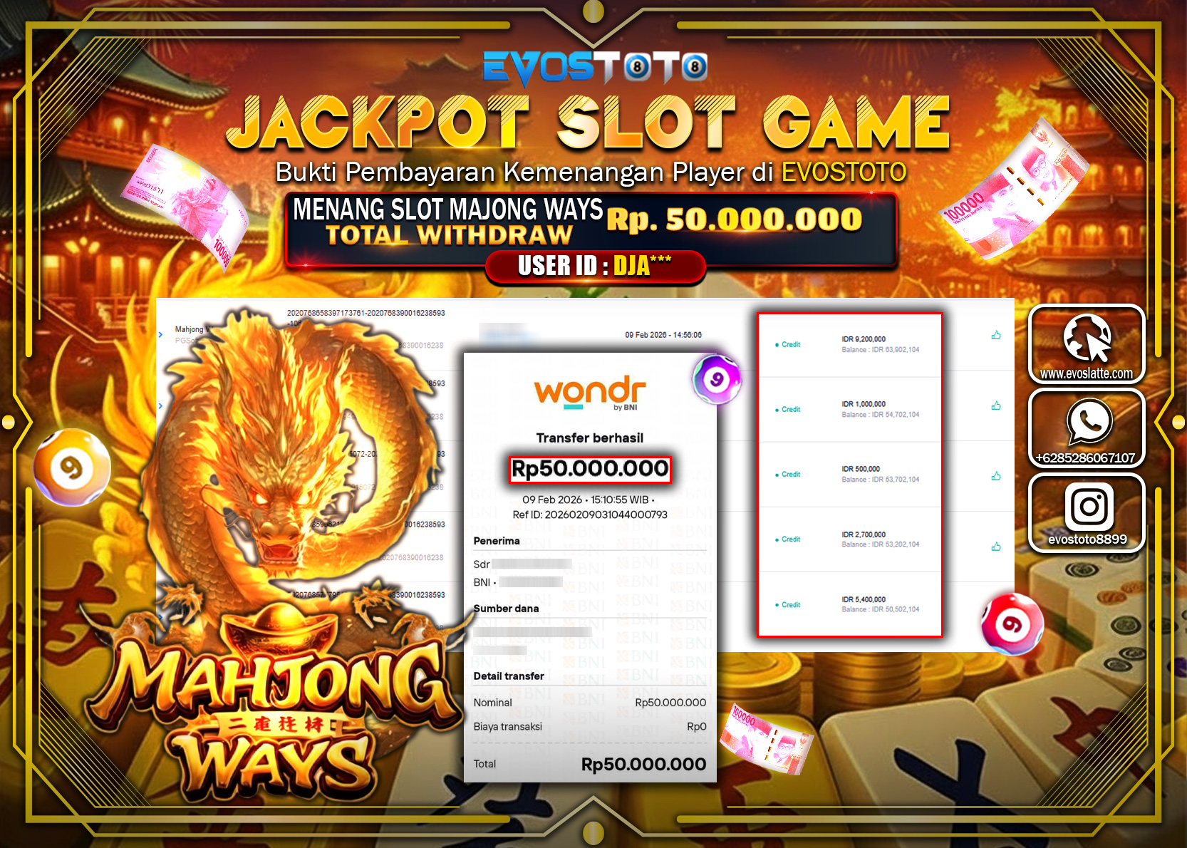 PEMBAYARAN JACKPOT SLOT MAHJONG WAYS Rp.50.000.000 DI BAYAR LANGSUNG !