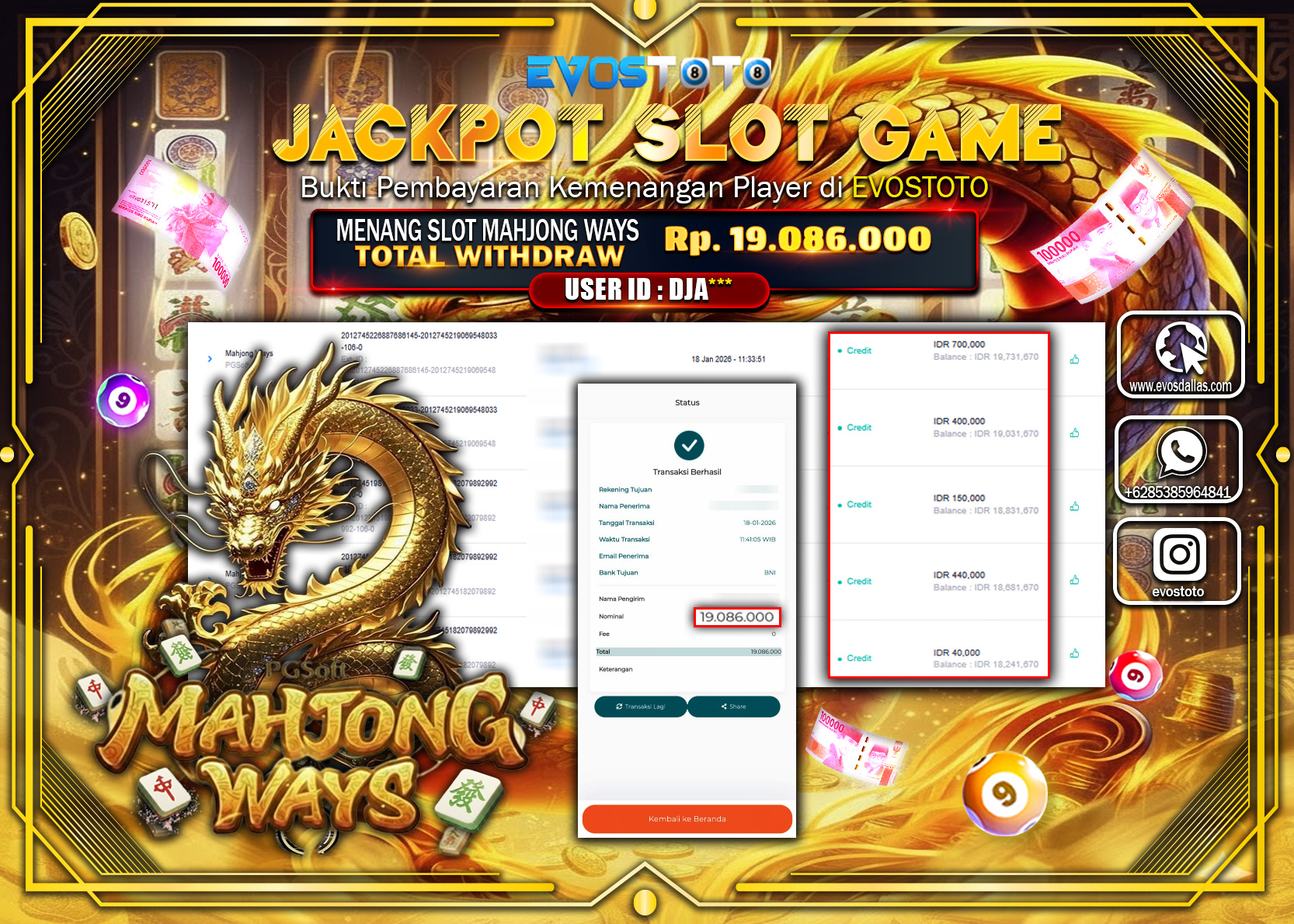 PEMBAYARAN JACKPOT SLOT MAHJONG WAYS Rp.19.086.000 DI BAYAR LANGSUNG !