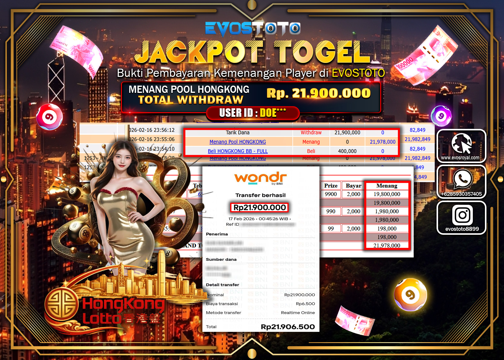 PEMBAYARAN JACKPOT TOGEL POOL HONGKONG Rp.21.900.000 DI BAYAR LANGSUNG !