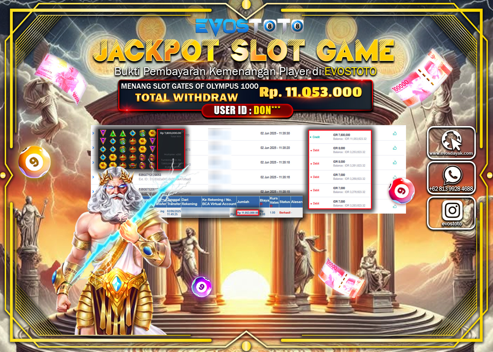 PEMBAYARAN JACKPOT SLOT GATES OLYMPUS 1000 Rp11.053.000 DI BAYAR LANGSUNG !
