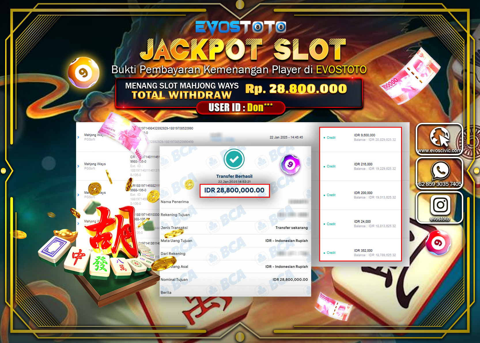 PEMBAYARAN JACKPOT SLOT MAHJONG WAYS Rp.28.800.000 DI BAYAR LANGSUNG !