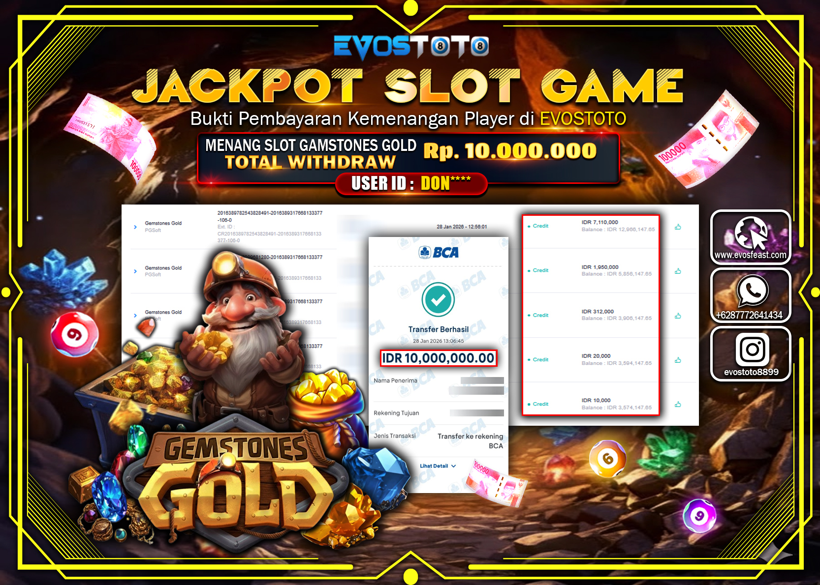 PEMBAYARAN JACKPOT SLOT GAMESTONES GOLD Rp.10.000.000 DI BAYAR LANGSUNG !