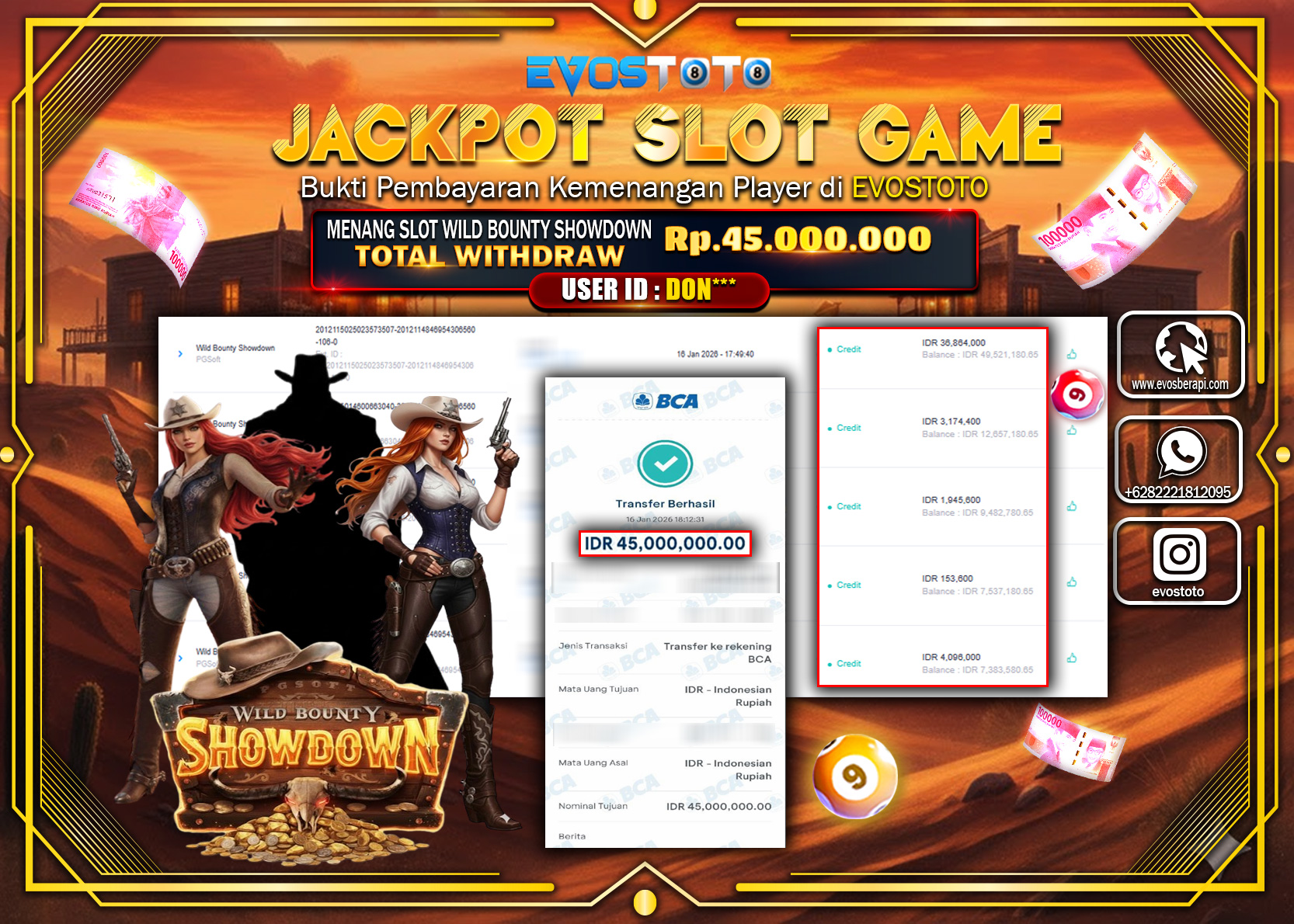 PEMBAYARAN JACKPOT SLOT WILD BOUNTY SHOWDOWN Rp.45.000.000 DI BAYAR LANGSUNG !