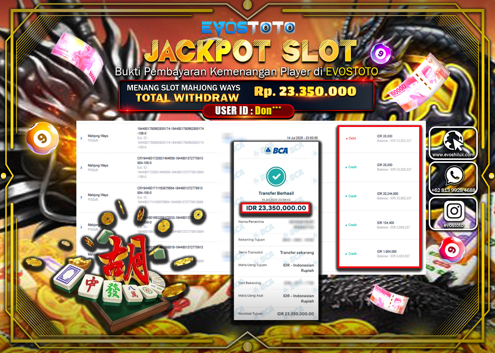 PEMBAYARAN JACKPOT SLOT MAHJONG WAYS Rp.23.350.000 DI BAYAR LANGSUNG !