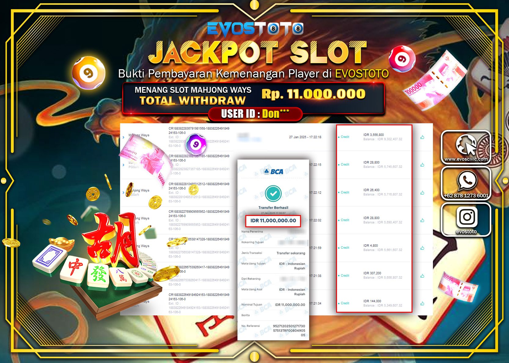 PEMBAYARAN JACKPOT SLOT MAHJONG WAYS  Rp.11.000.000 DI BAYAR LANGSUNG !