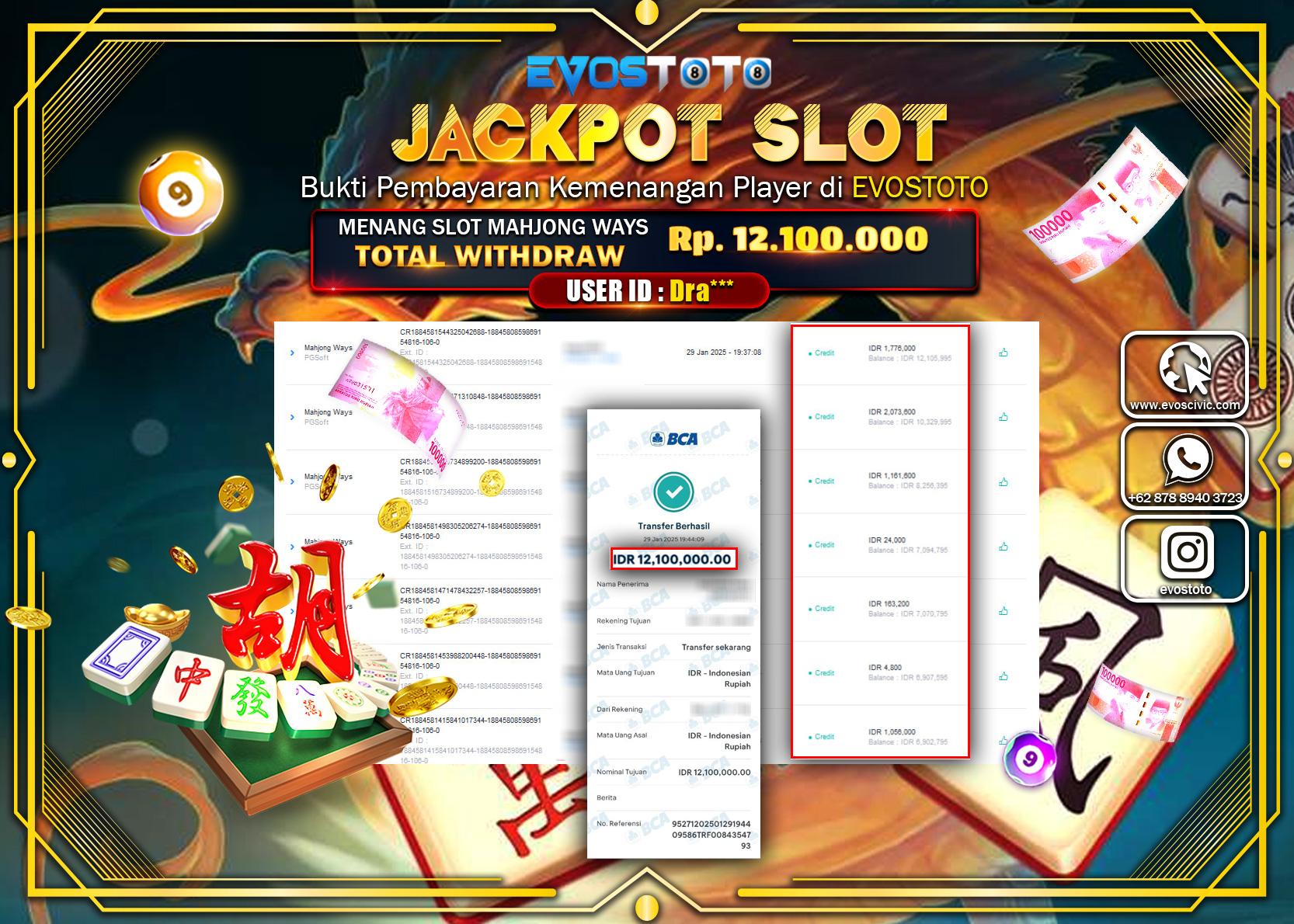 PEMBAYARAN JACKPOT SLOT MAHJONG WAYS Rp 12.100.000 DI BAYAR LANGSUNG !