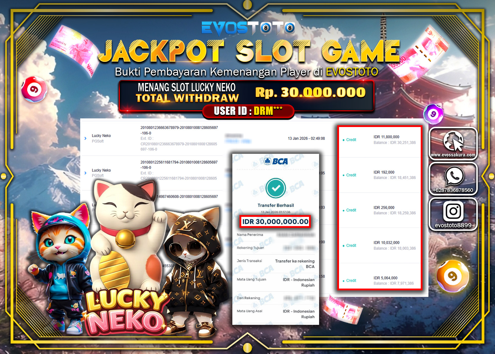 PEMBAYARAN JACKPOT SLOT LUCKY NEKO Rp.30.000.000 DI BAYAR LANGSUNG !