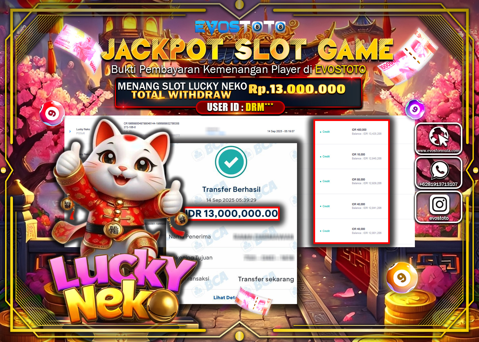 PEMBAYARAN JACKPOT SLOT LUCKY NEKO Rp13.000.000 DI BAYAR LANGSUNG !