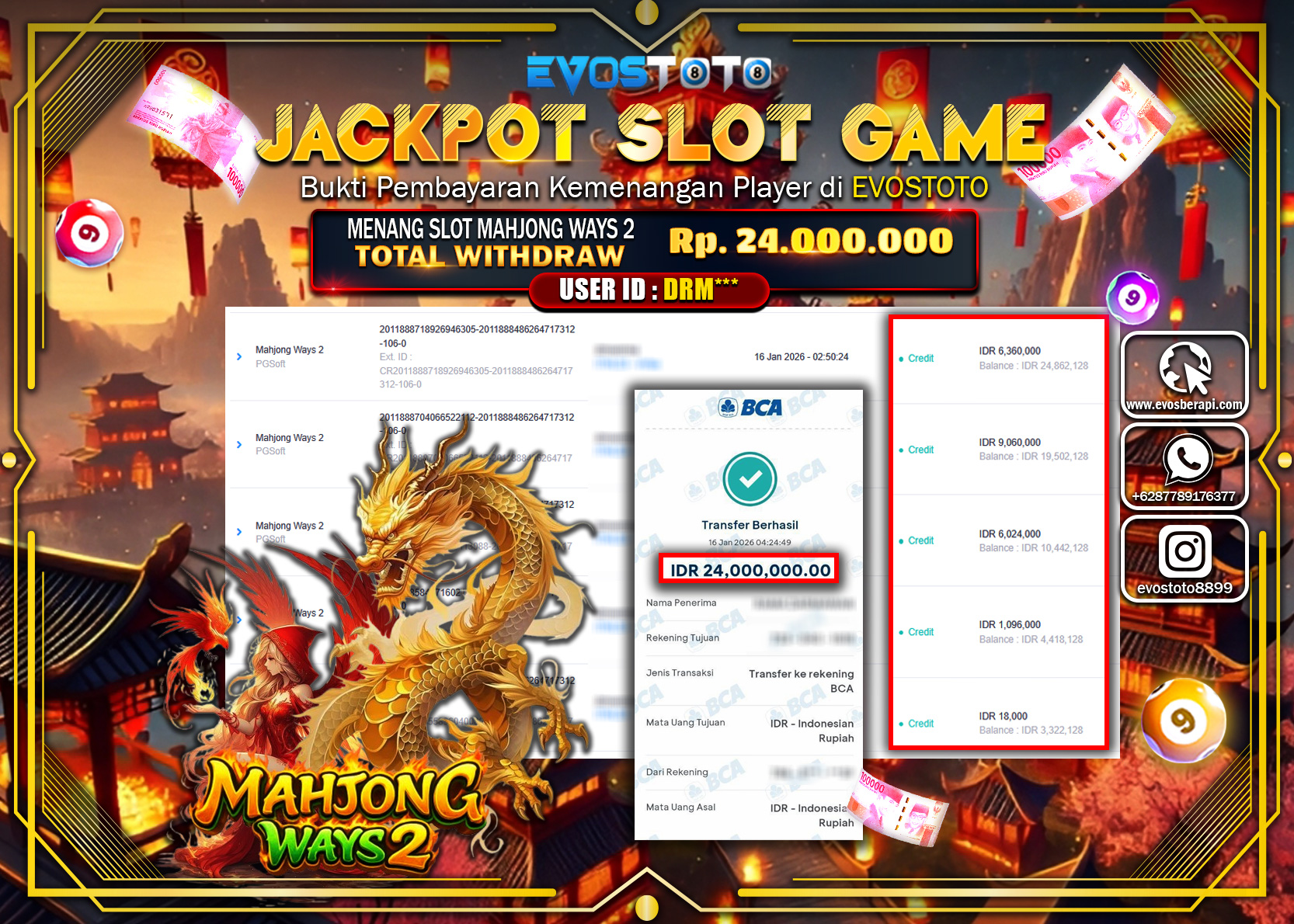 PEMBAYARAN JACKPOT SLOT MAHJONG WAYS 2 Rp.24.000.000 DI BAYAR LANGSUNG !